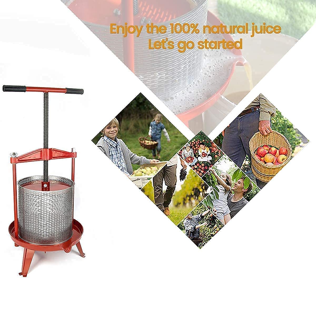 Premium Manual Fruit Wine Press & Crusher - 100% Natural Apple, Grape & Berry Juice Maker for Home Kitchen | Perfect for Homemade Wine, Cider & Fresh Juices