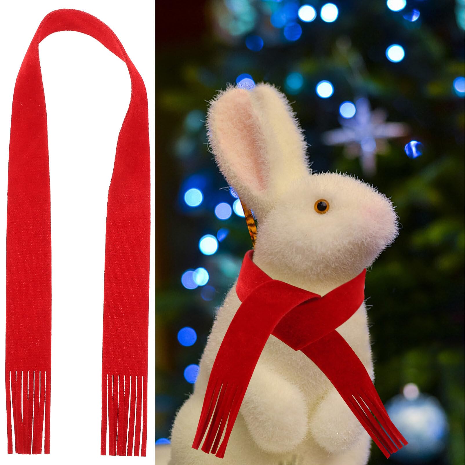 10pcs Mini Santa Scarf Christmas Knit Fabric - Silverware Holders, Wine Bottle Covers, Doll Scarves & Xmas Tree Ornaments (Green/Red) | Perfect for Holiday Table Decor, Gift Wrapping & Festive Home Decoration