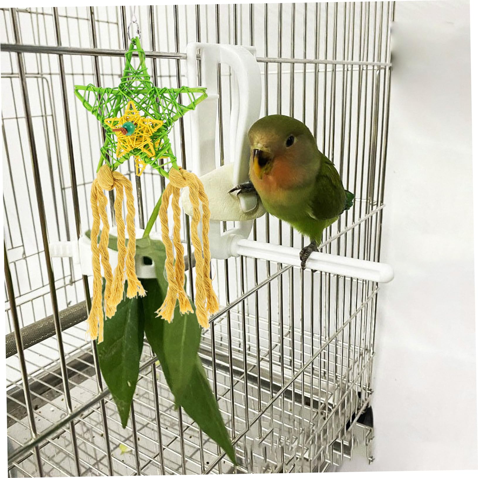 3pcs Parrot Chew Toys - Natural Wooden Skewers, Foraging Paper & Rattan Ball - Bird Molar & Shredder Toys for Parakeets, Cockatiels, Lovebirds - Perfect for Cage Hanging & Mental Stimulation