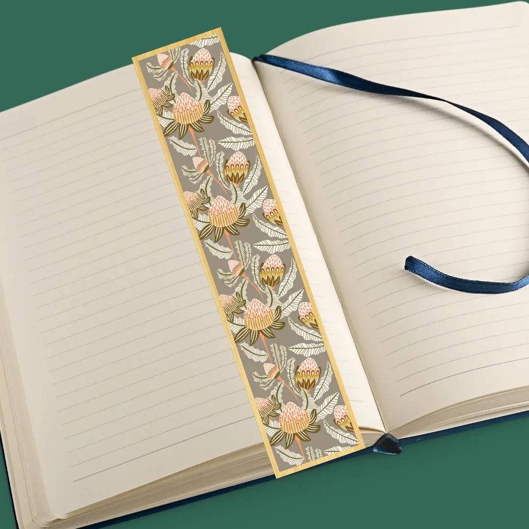 Bush Tone Proteas Australian Wooden Bookmark - Handmade Floral Bookmark for Reading, Gifts & Collectibles - Perfect for Book Lovers, Travelers & Nature Enthusiasts