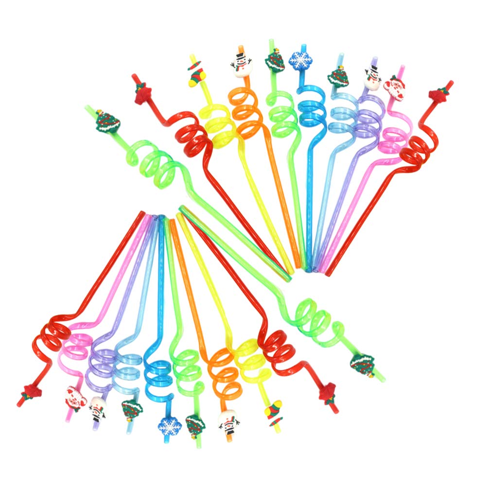 20pcs Christmas Silly Straws - Fun Plastic Drinking Straws for Holiday Parties, Christmas Decorations & Festive Celebrations - Perfect for Christmas Cocktails, Hot Chocolate & Holiday Gatherings