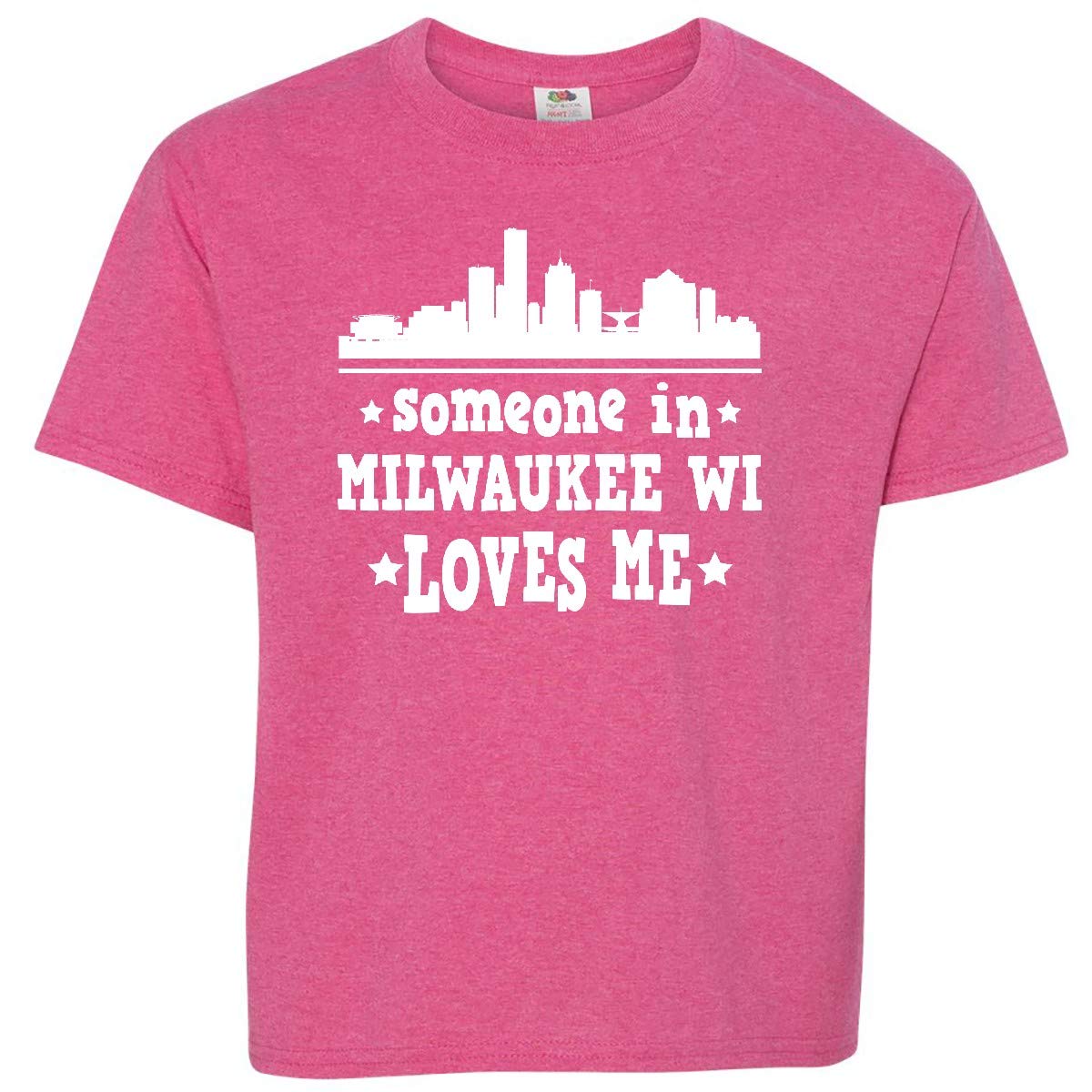 Inktastic Milwaukee Wisconsin Someone Loves Me Youth T-Shirt | Cute Graphic Tee for Kids | Perfect for School, Family Outings & Wisconsin Pride