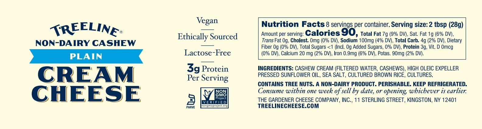 Treeline Vegan Cheese Assortment - Dairy-Free Ricotta, Sour Cream & Plain Cream Cheese Alternative | Perfect for Plant-Based Diets, Charcuterie Boards & Vegan Recipes
