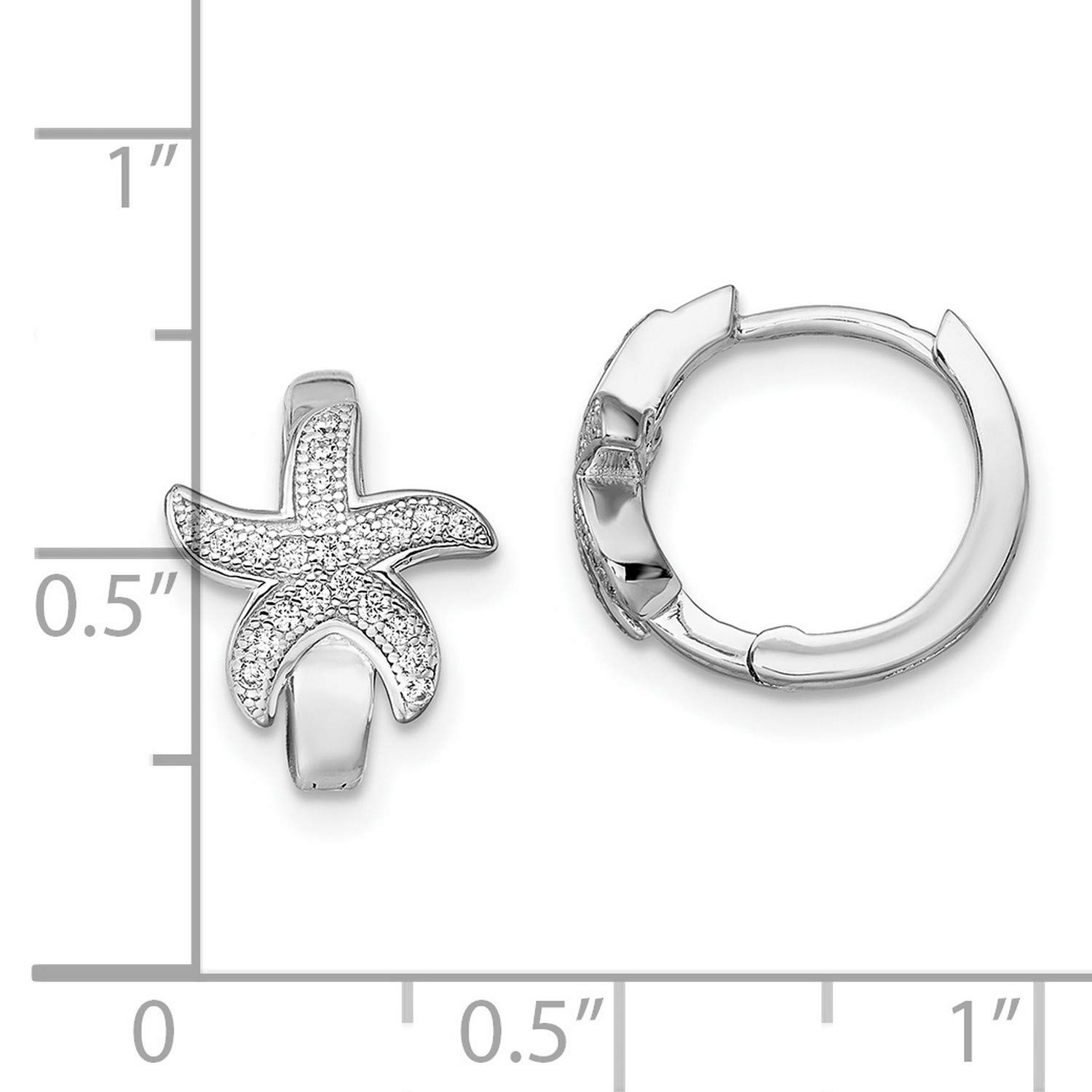 Sterling Silver CZ Brilliant Embers Starfish Hoop Earrings 12x15mm - Elegant Dangle Earrings for Women, Perfect for Beach Vacations, Summer Parties & Gift Giving