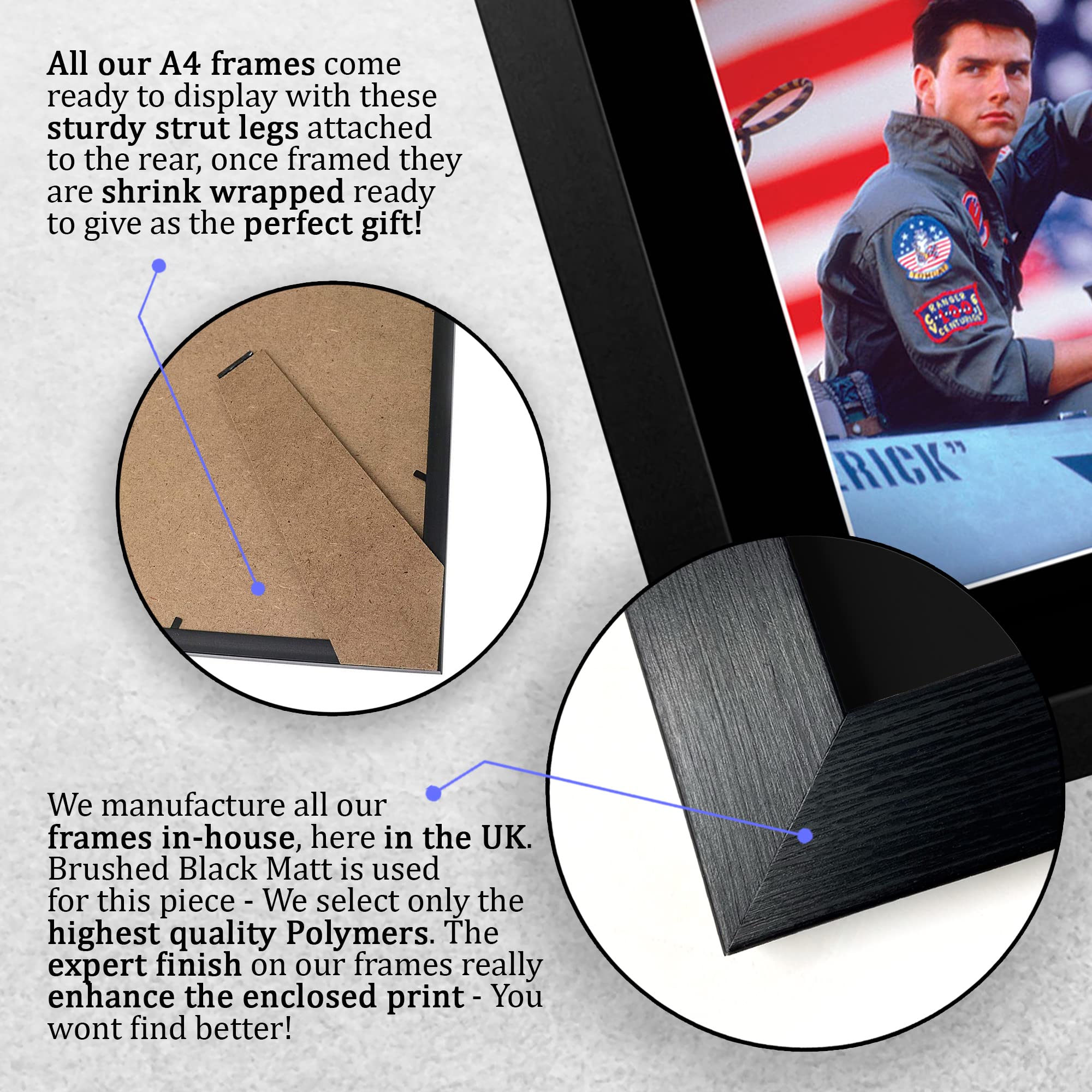 Tom Cruise Top Gun Maverick Signed Autograph Picture - A4 Framed Movie Memorabilia for Fans | Perfect Gift for Aviation Enthusiasts & Film Collectors | Home Theater Decor, Man Cave Display, Office Wall Art