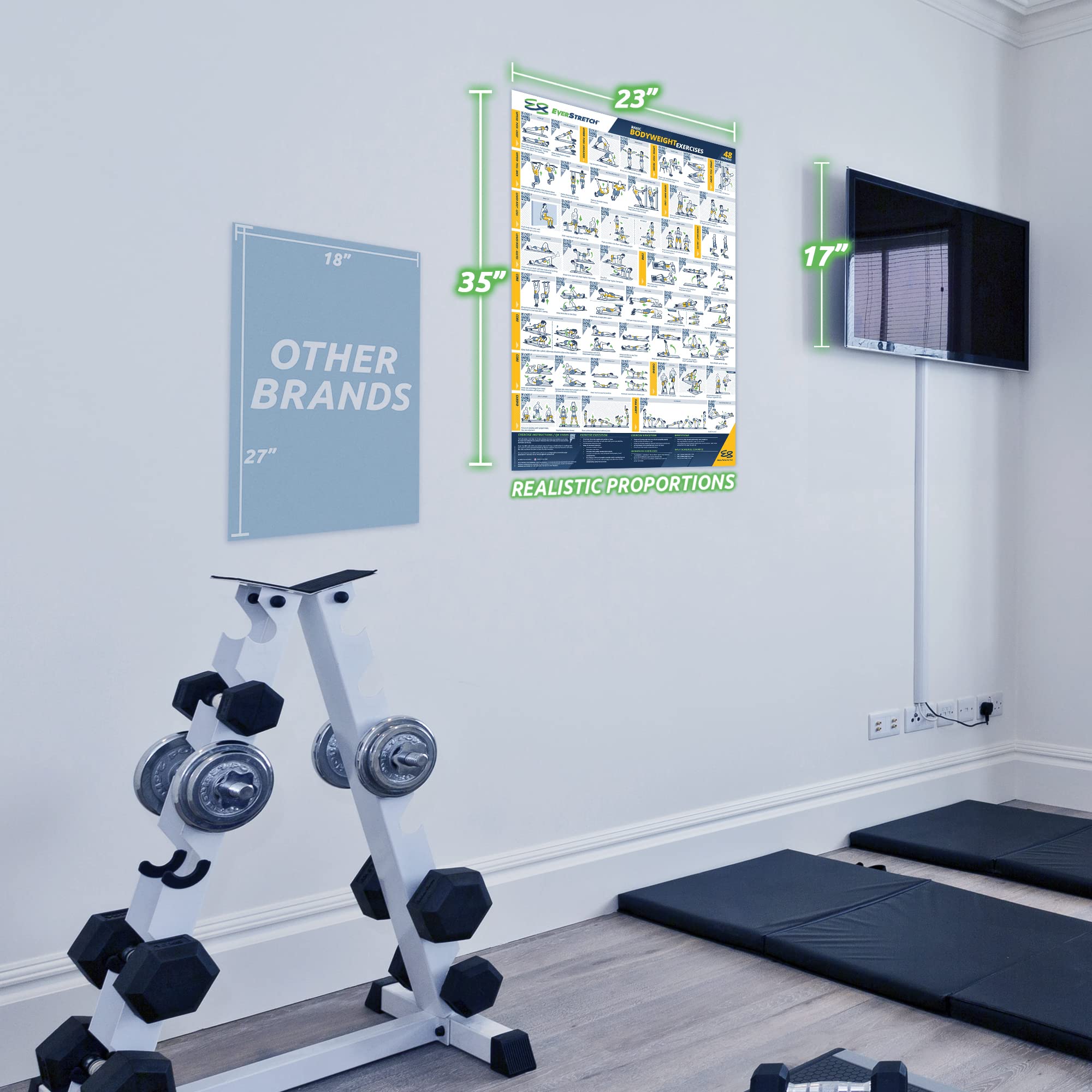 EverStretch Bodyweight Workout Poster for Home Gym - 23