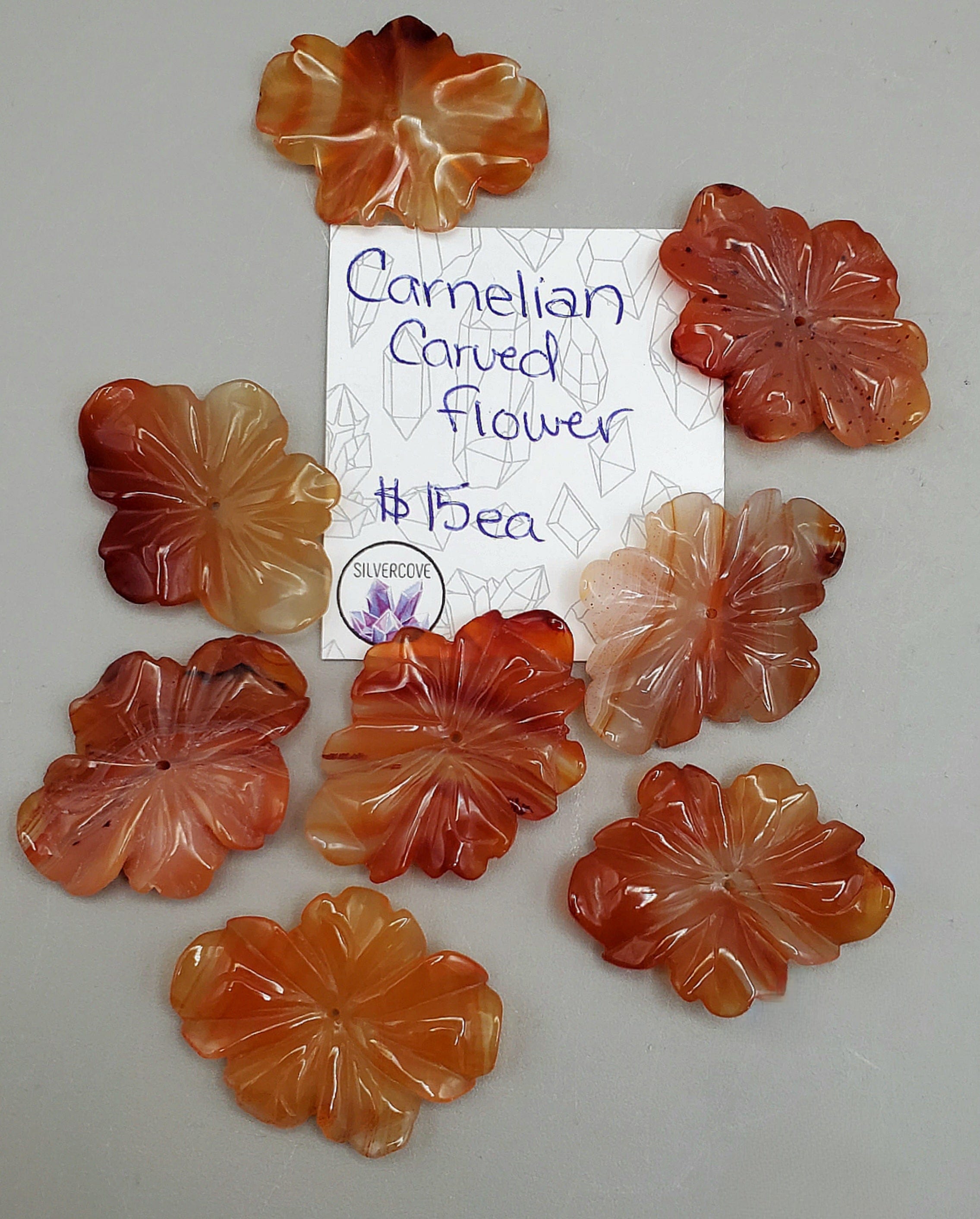 Natural Carnelian Beads with Floral Carving - Handmade Gemstone Jewelry for Necklace Making, DIY Crafts & Spiritual Healing | Perfect for Meditation, Yoga & Boho Fashion Accessories