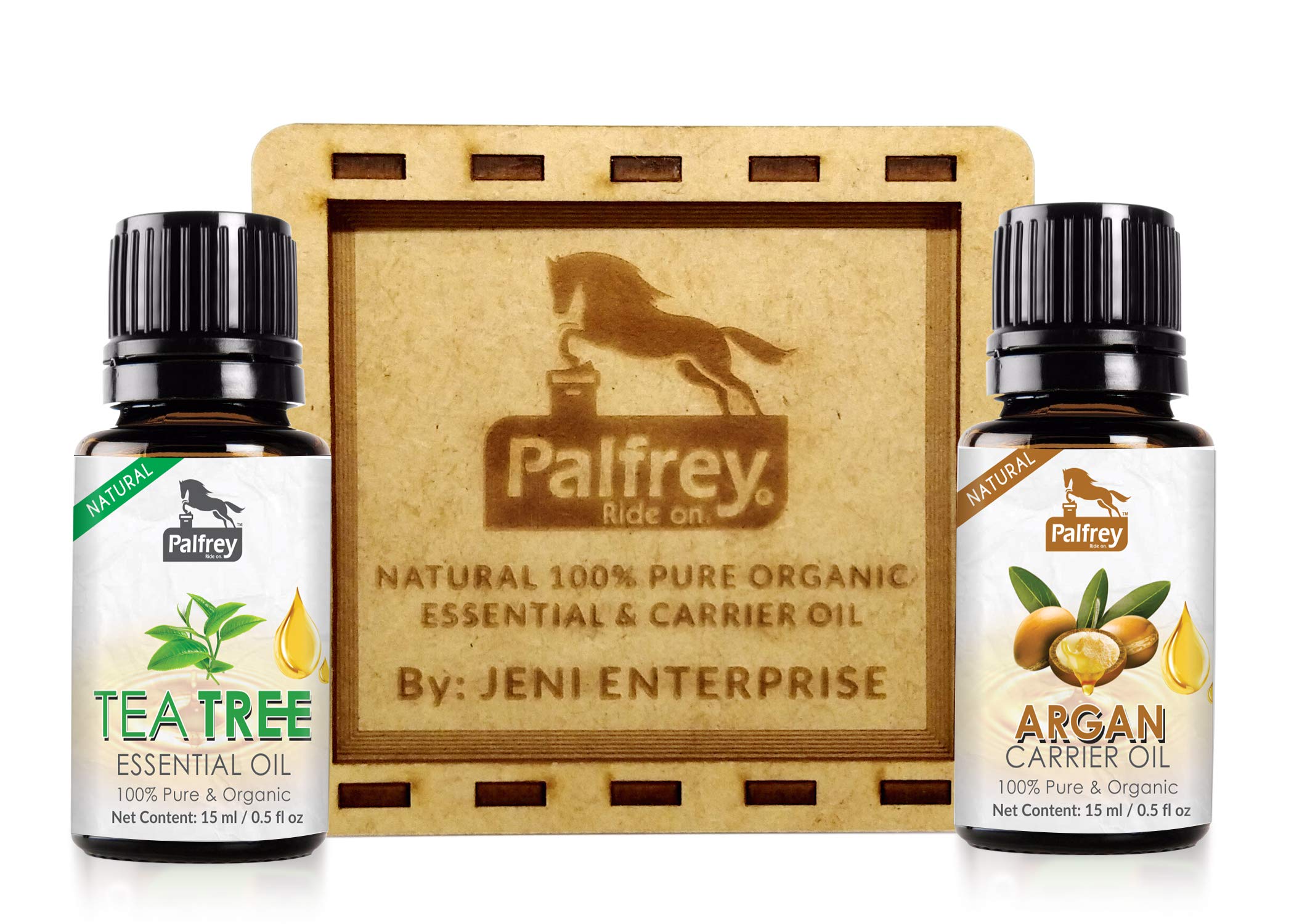 Organic Tea Tree Essential Oil & Argan Carrier Oil Set - 100% Pure Natural, 15ml Each - Perfect for Aromatherapy, Skin Care & Hair Treatment