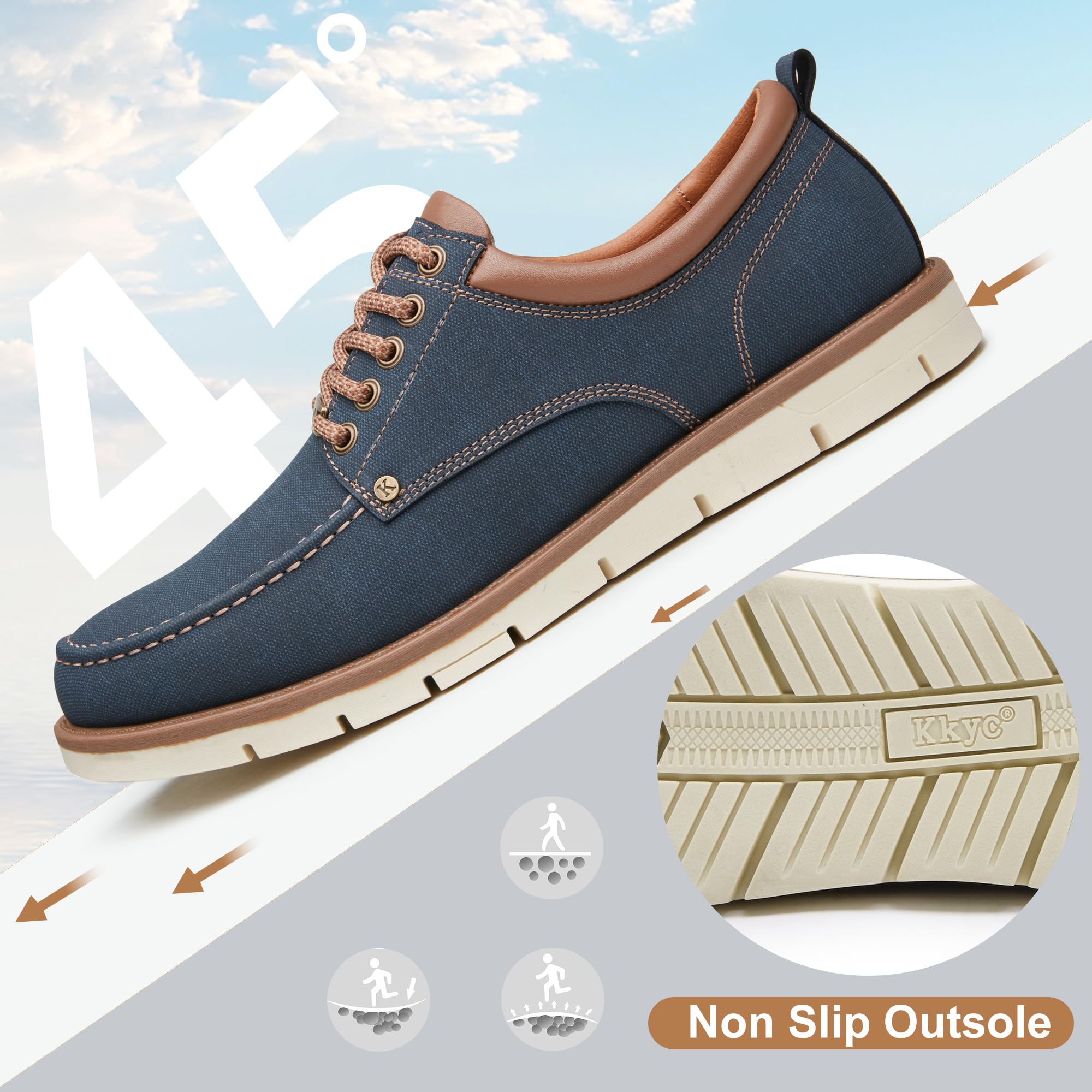 KKYC Men's Comfortable Casual Shoes - Slip On & Lace Up Sneakers for Walking, Work & Everyday Wear