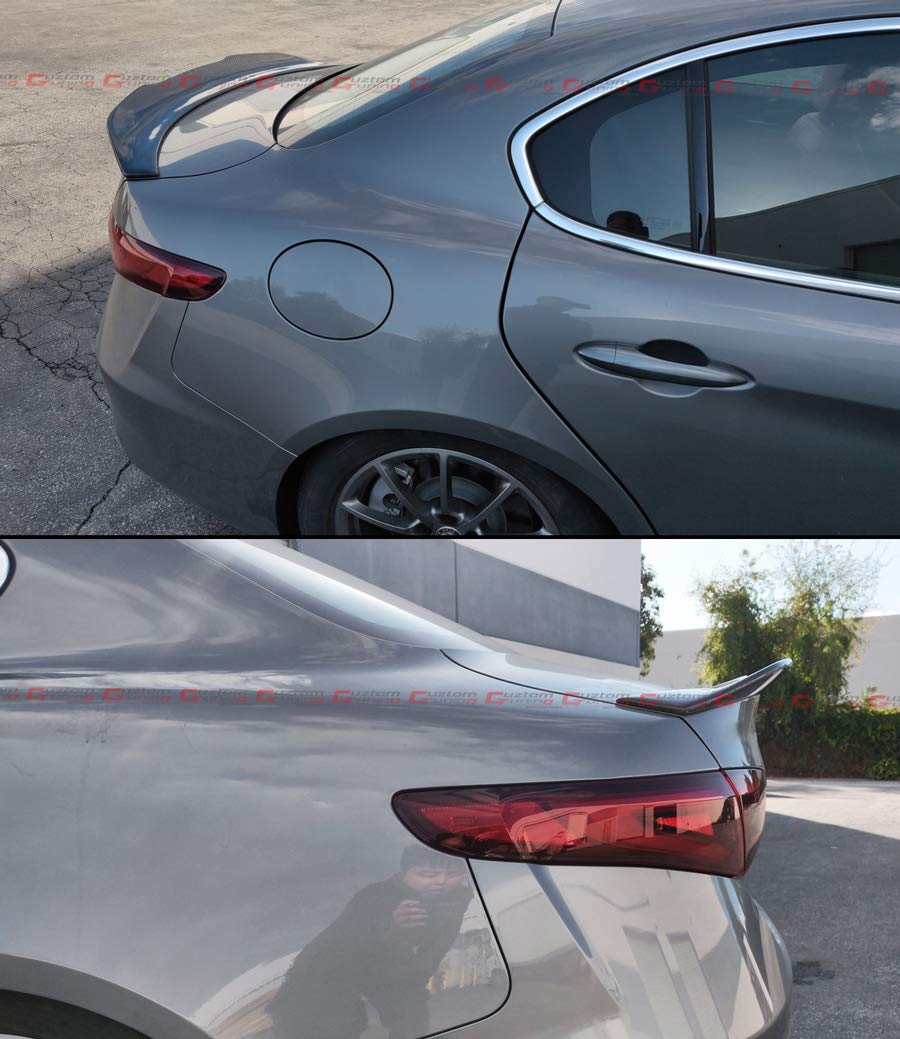PSM Style High Kick Duckbill Carbon Fiber Trunk Spoiler Wing for 2017-2024 Alfa Romeo Giulia Quadrifoglio - Lightweight Aerodynamic Rear Lip - Enhances Sporty Look for Street & Track Racing