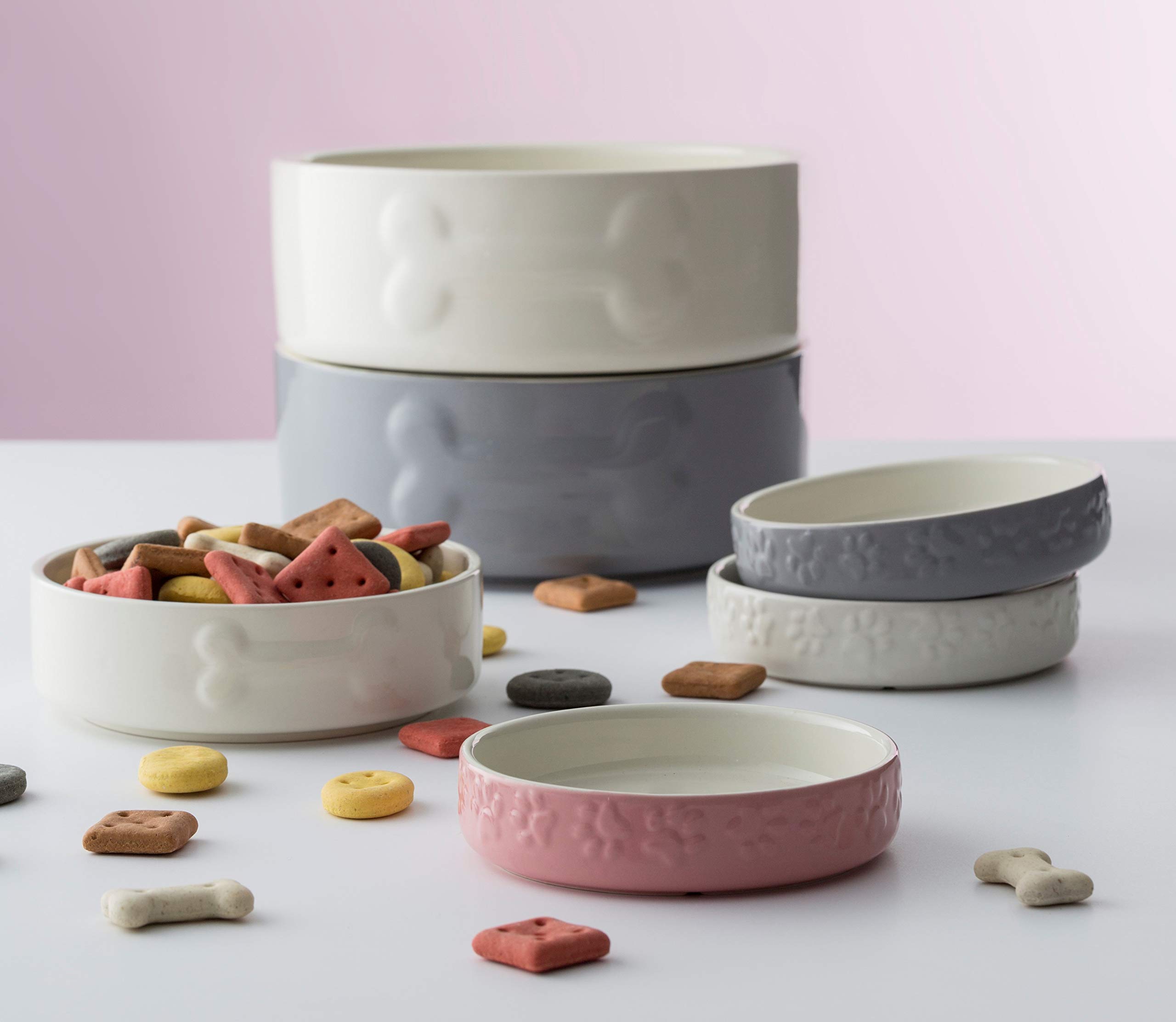 Mason Cash Colour Mix Cream Dog Bowl - 20cm Ceramic Pet Food Dish for Small & Medium Dogs - Perfect for Indoor & Outdoor Feeding