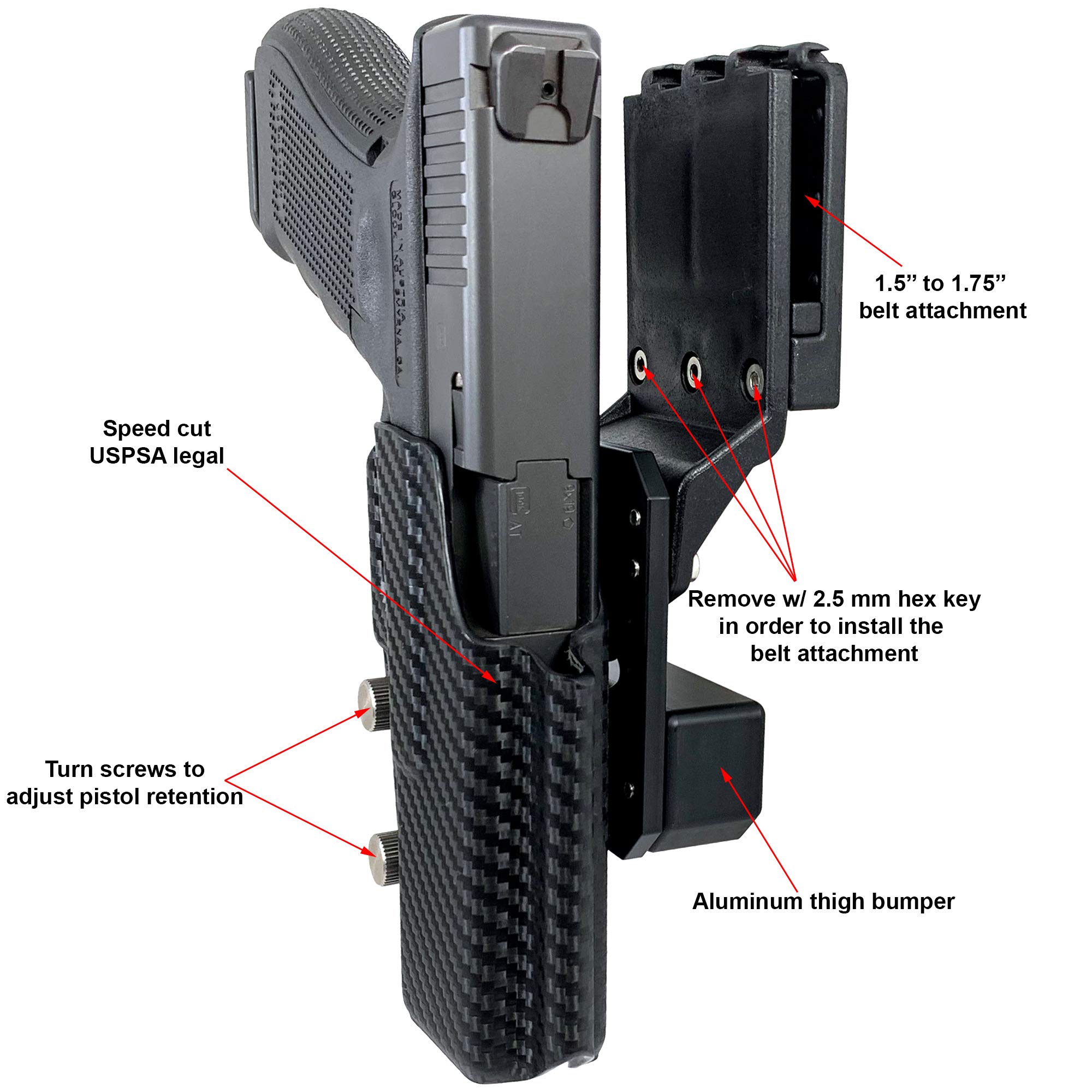 Professional Competition OWB Kydex Holster for SIG P320 Compact/Full & X5 Legion - USPSA, IPSC, 3-Gun Approved - Adjustable Retention & Angle - USPSA Production Division Legal - Perfect for Tactical Training & Competitive Shooting