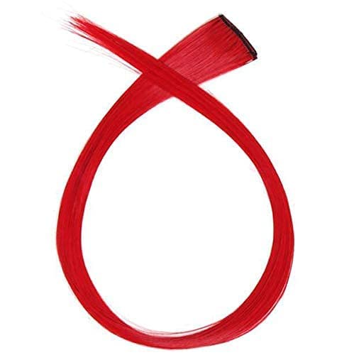 Delightful Wears 19-Inch Streak Hair Colored Extensions & Highlighters for Women & Girls - Set of 2 (Red) | Clip-In Hair Extensions for Party, Cosplay & Daily Styling