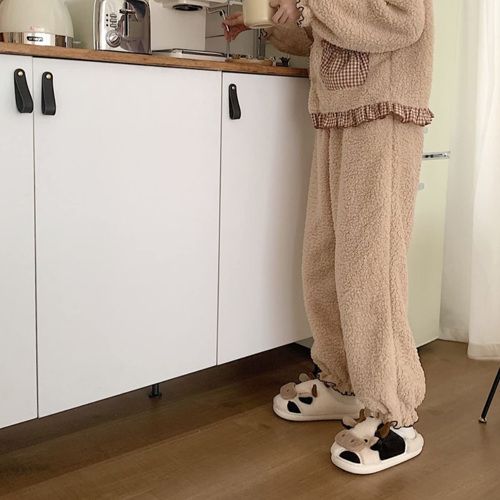 Cozy Cow Slippers for Women - Soft Fluffy Kawaii Animal Slippers with Thick Non-Slip Sole | Warm Indoor/Outdoor House Shoes for Winter, Lounge, Home, Dorm & Gift Giving