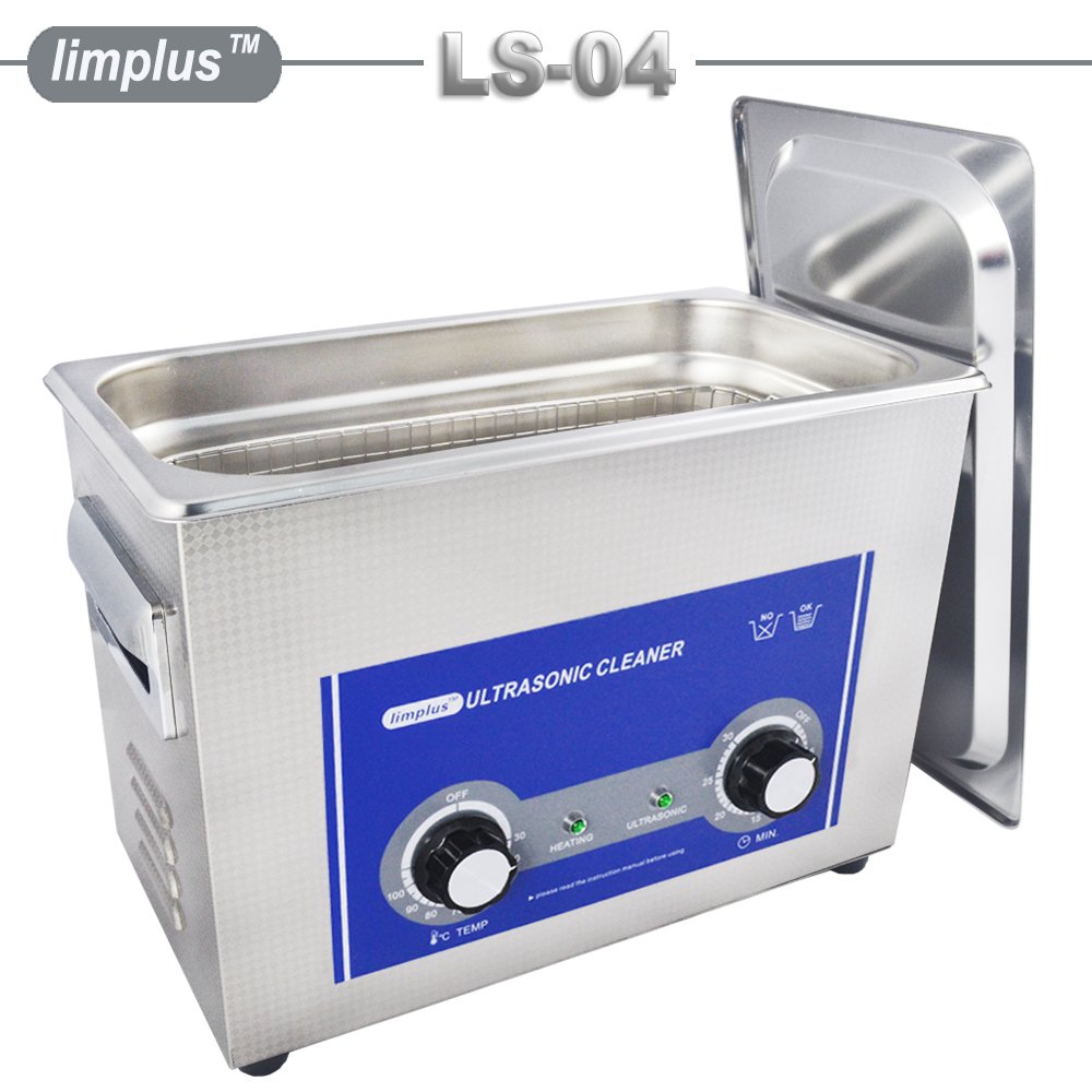 Limplus LS-04 4L 180W Professional Ultrasonic Cleaner with Basket & Lid - 40kHz Heated Timer for Dental Tools, Jewelry, Fuel Injectors, Surgical Instruments - Perfect for Dentists, Labs & Automotive Repair Shops
