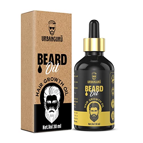 Urbanguru Beard Growth Oil for Men - Natural Hair & Beard Oil for Thicker, Longer Facial Hair | 30ml Fast-Acting Formula | Perfect for Daily Grooming & Styling Routine
