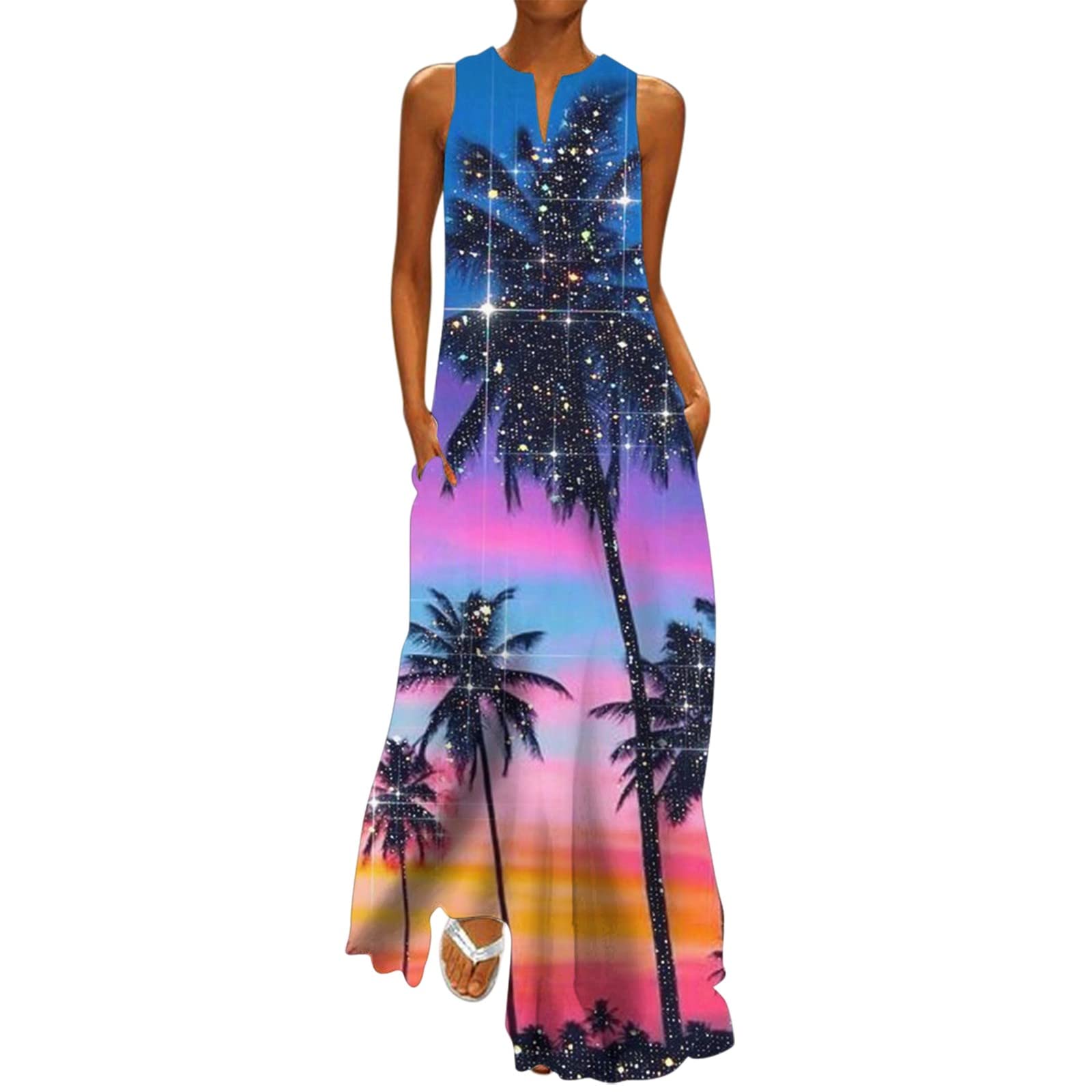 Keepfit Floral Boho Maxi Dress - Sleeveless Flowy Summer Dress for Wedding Guest, Party & Casual Wear | Perfect for Beach Vacations, Date Nights & Outdoor Events