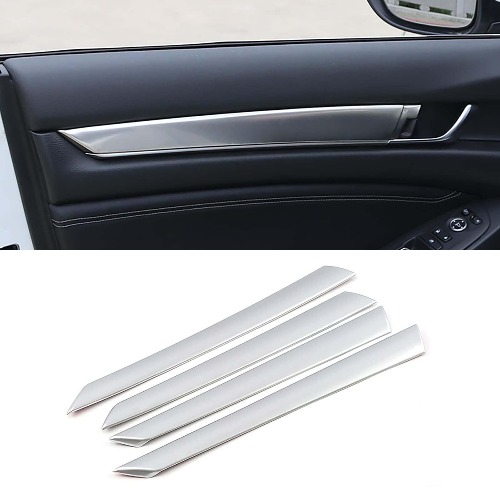 Honda Accord 10th Gen 2018-2022 Car Door Panel Trim - ABS Matte Silver Side Strip Cover (4-Piece Set) | Interior Accessories Upgrade & Scratch Protection