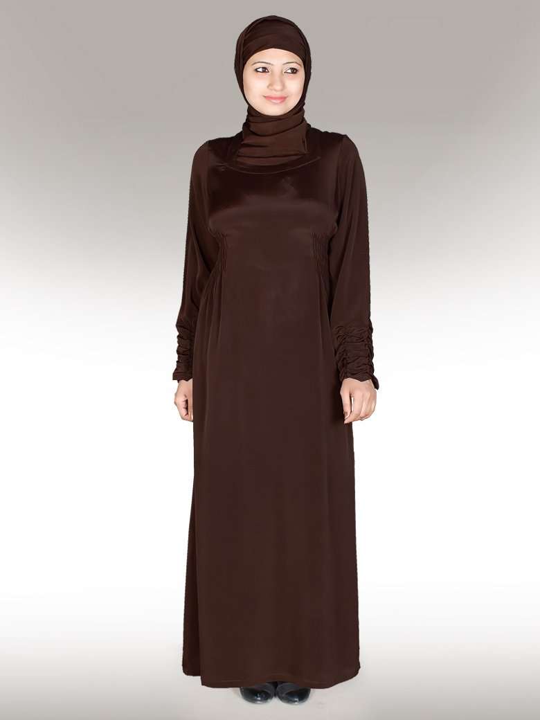 Zehna Brown Abaya - Modest Islamic Dress for Women | Elegant & Comfortable Long Robe for Prayer, Mosque, and Daily Wear