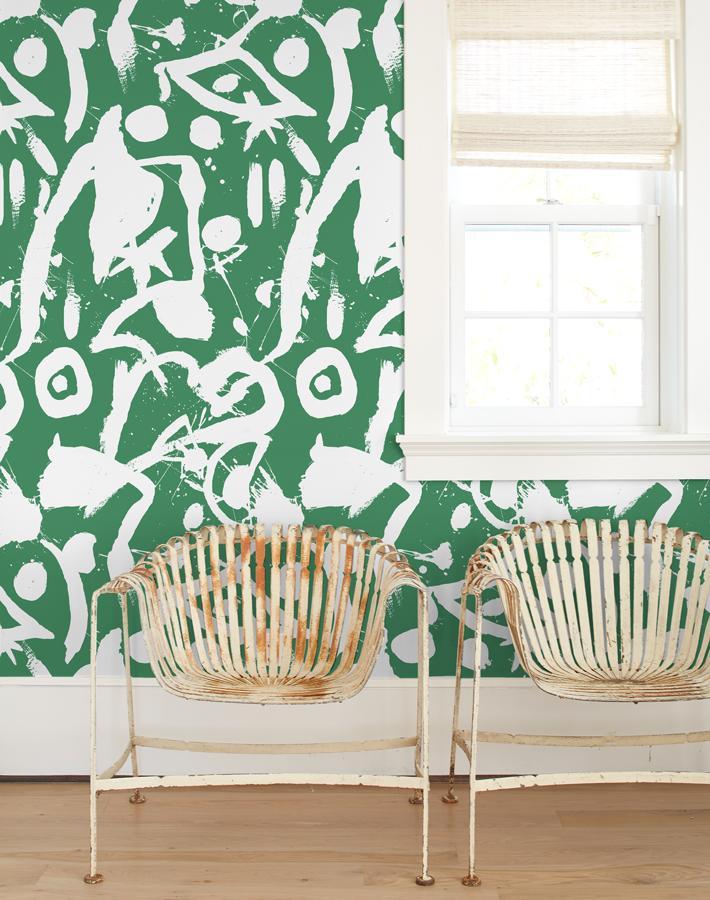 Chris Benz 'El Quijote' Kelly Green Wallpaper - Premium Peel & Stick Removable Wallpaper for Living Room, Bedroom, Nursery Decor