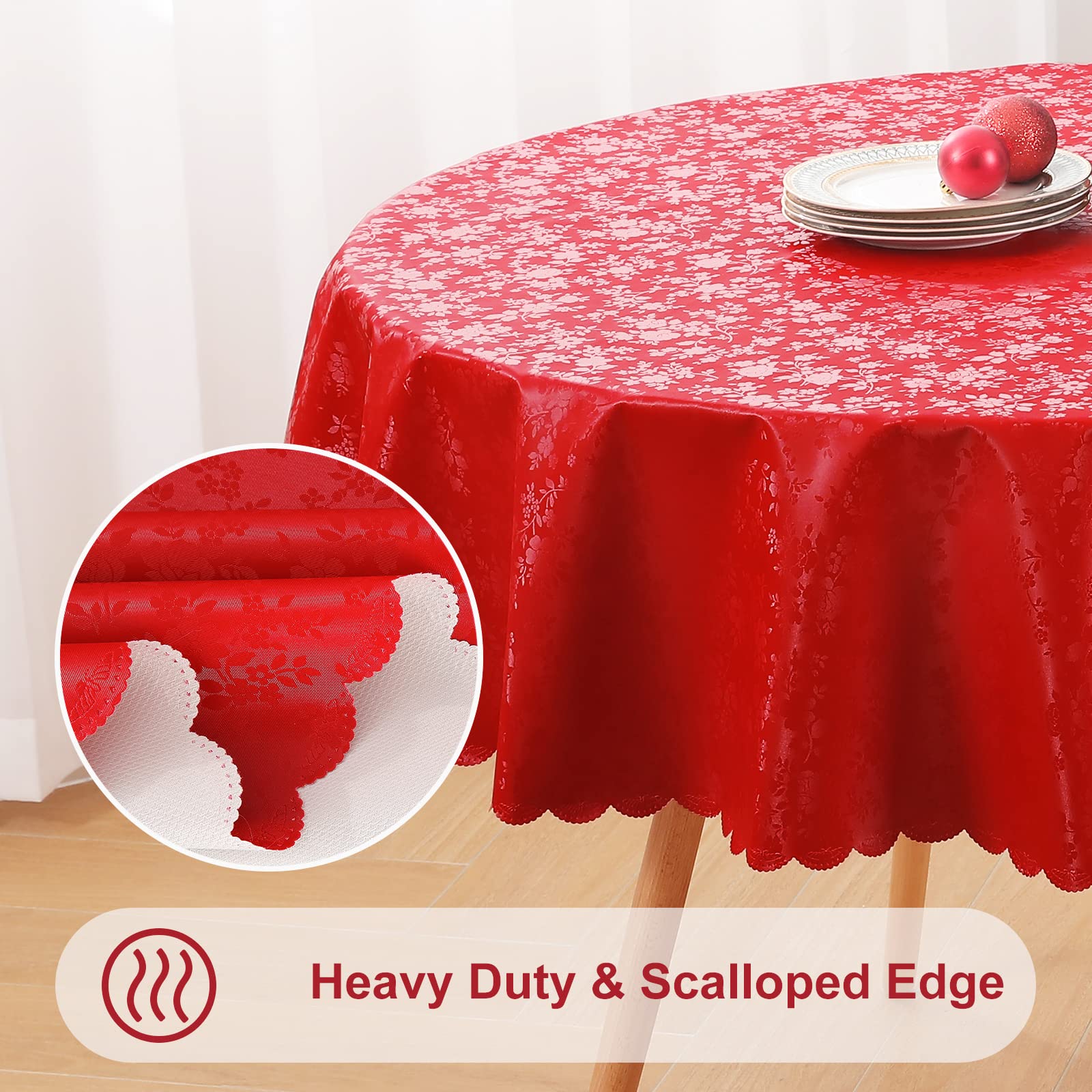 Smiry Round Table Cloth - Waterproof Heavy Duty Vinyl Table Cover, Wipeable & Washable, 70