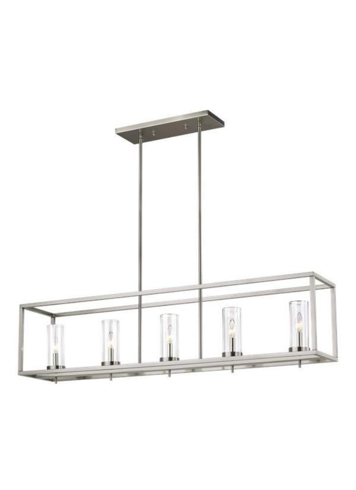 Generation Lighting 6690305-962 Zire Five Light Island Pendant in Brushed Nickel - Modern Kitchen Island Lighting Fixture for Dining Room & Bar Counter