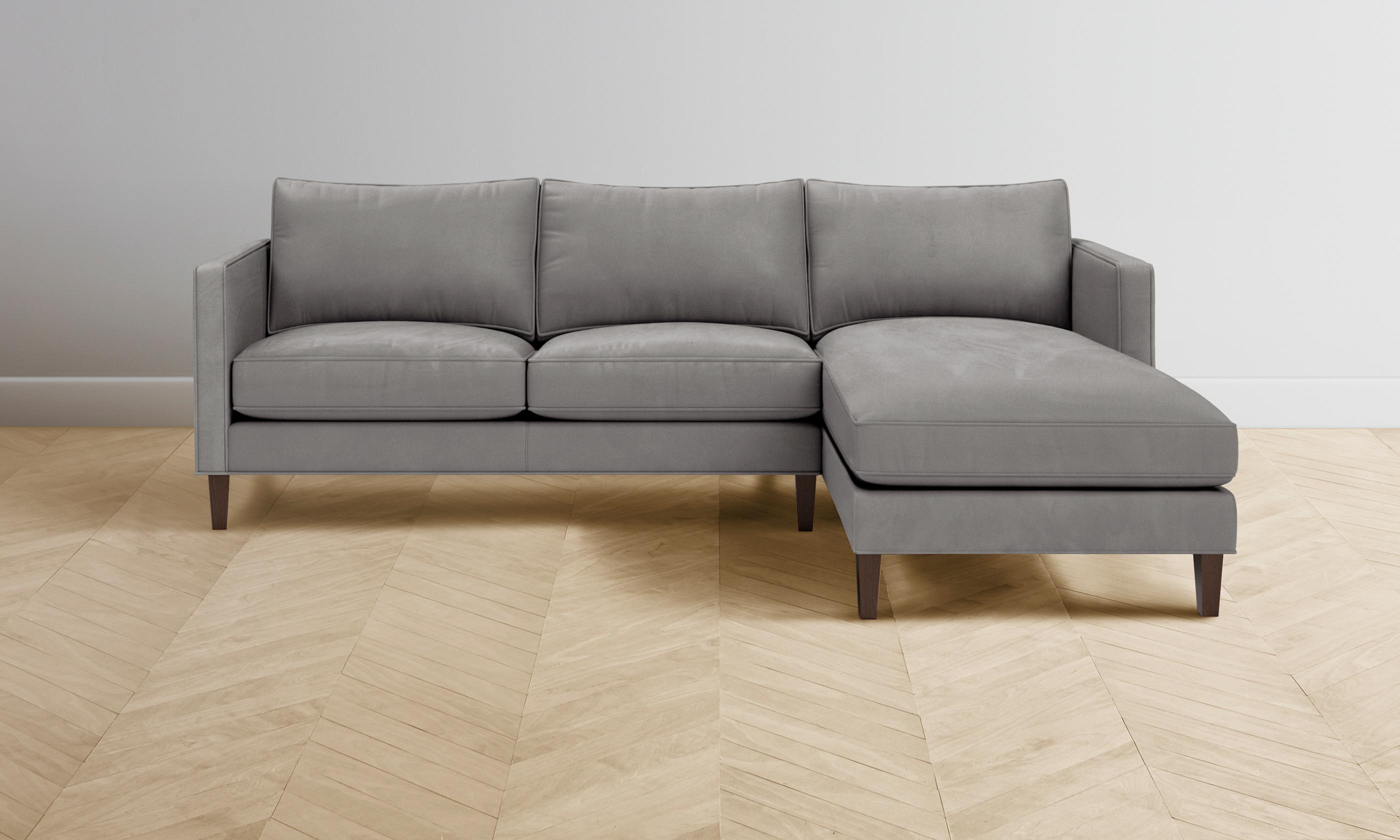 Premium Crosby Sectional Sofa - Genuine Nubuck Leather in Asphalt Gray | Modern Living Room Furniture for Home Theater & Family Gatherings