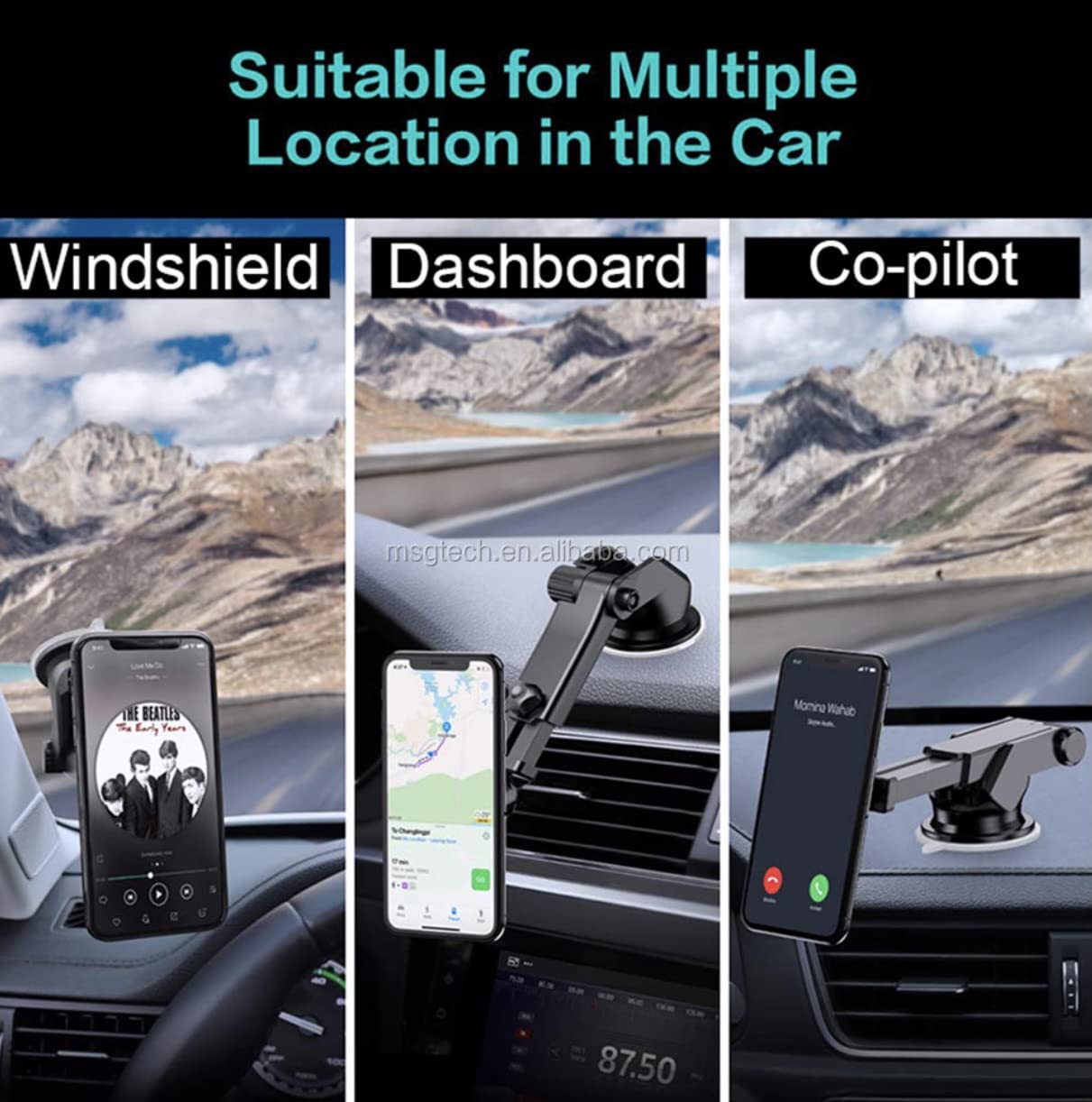 Strong Magnetic Phone Car Mount for Dashboard & Windshield - 360° Rotatable Phone Holder with 4 Powerful Magnets | Perfect for Hands-Free Navigation, Driving & Video Calls
