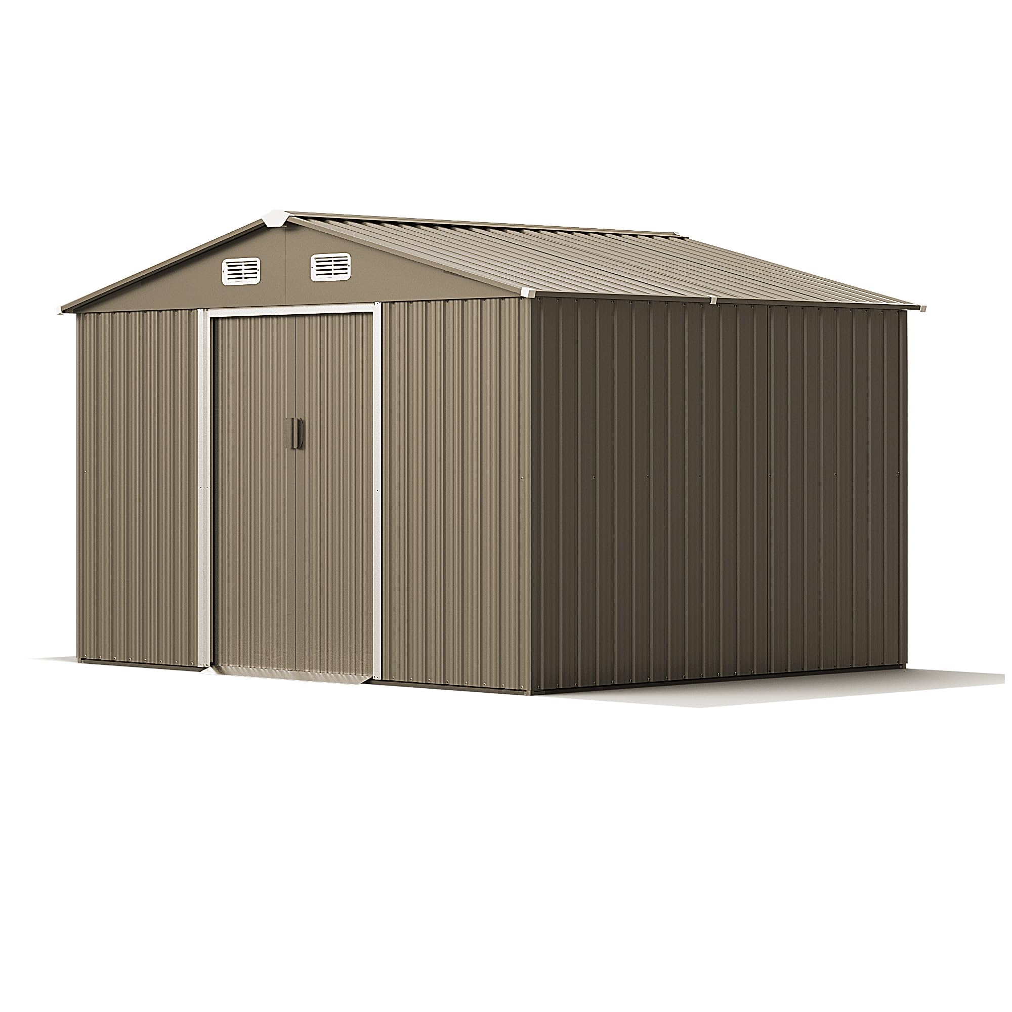 10FT x 8FT Metal Storage Shed with Lockable Sliding Doors & Air Vent - Outdoor Garden Shed for Backyard, Patio, Lawn - Perfect for Tiny House Utility, Tool Storage & Outdoor Equipment Organization