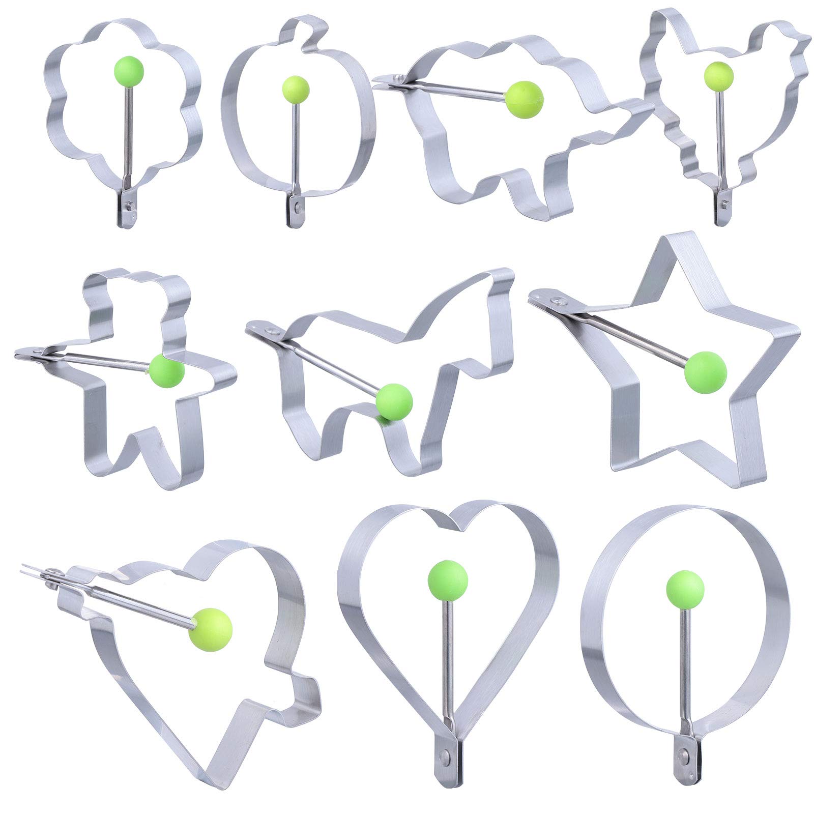 UPKOCH 10Pcs Stainless Steel Heart-Shaped Egg Molds for Omelette & Pancakes - Non-Stick DIY Breakfast Cooking Tools - Perfect for Valentine's Day, Mother's Day & Romantic Breakfast in Bed