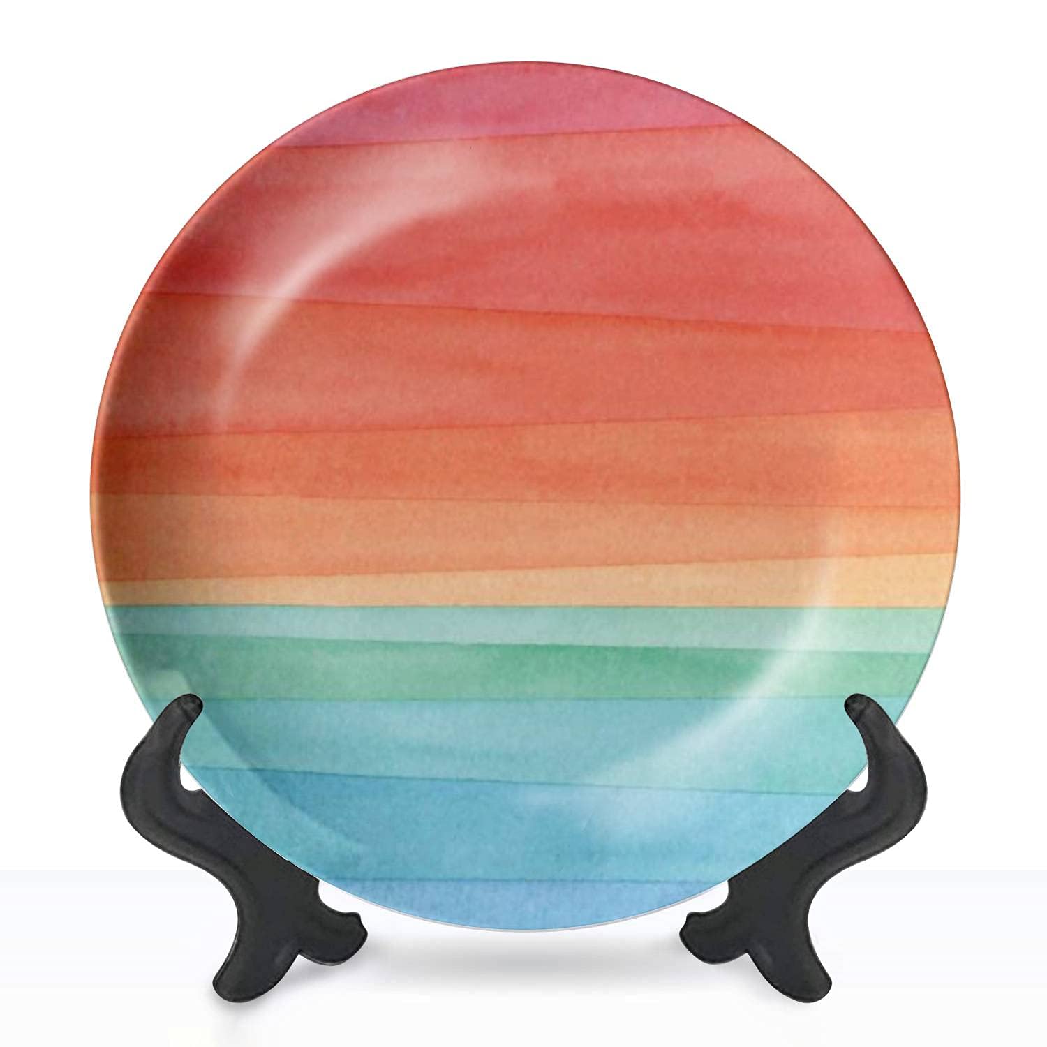 Hand-Painted Ceramic Hanging Decorative Plate - Watercolor Gradient Ocean Sunset Wall Art - 8 Inch Collectible Home & Office Decor for Dining Room, Parties, Weddings - Perfect for Coastal, Boho & Farmhouse Interior Design Styles
