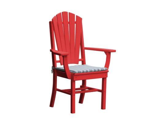 A&L Furniture Adirondack Dining Chair with Arms - Outdoor Patio, Garden, Poolside & Backyard Relaxation - Weather-Resistant Wood Dining Chairs for Comfortable Seating