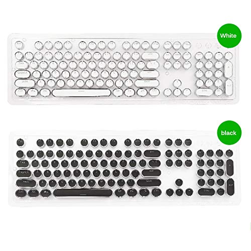 TopHGC 104 Keycap Set for Mechanical Keyboards - Retro Typewriter Punk Style Round Keycaps, Compatible with Most Backlit Keyboards (Black) | Perfect for Gaming, Typing & Custom Keyboard Builds