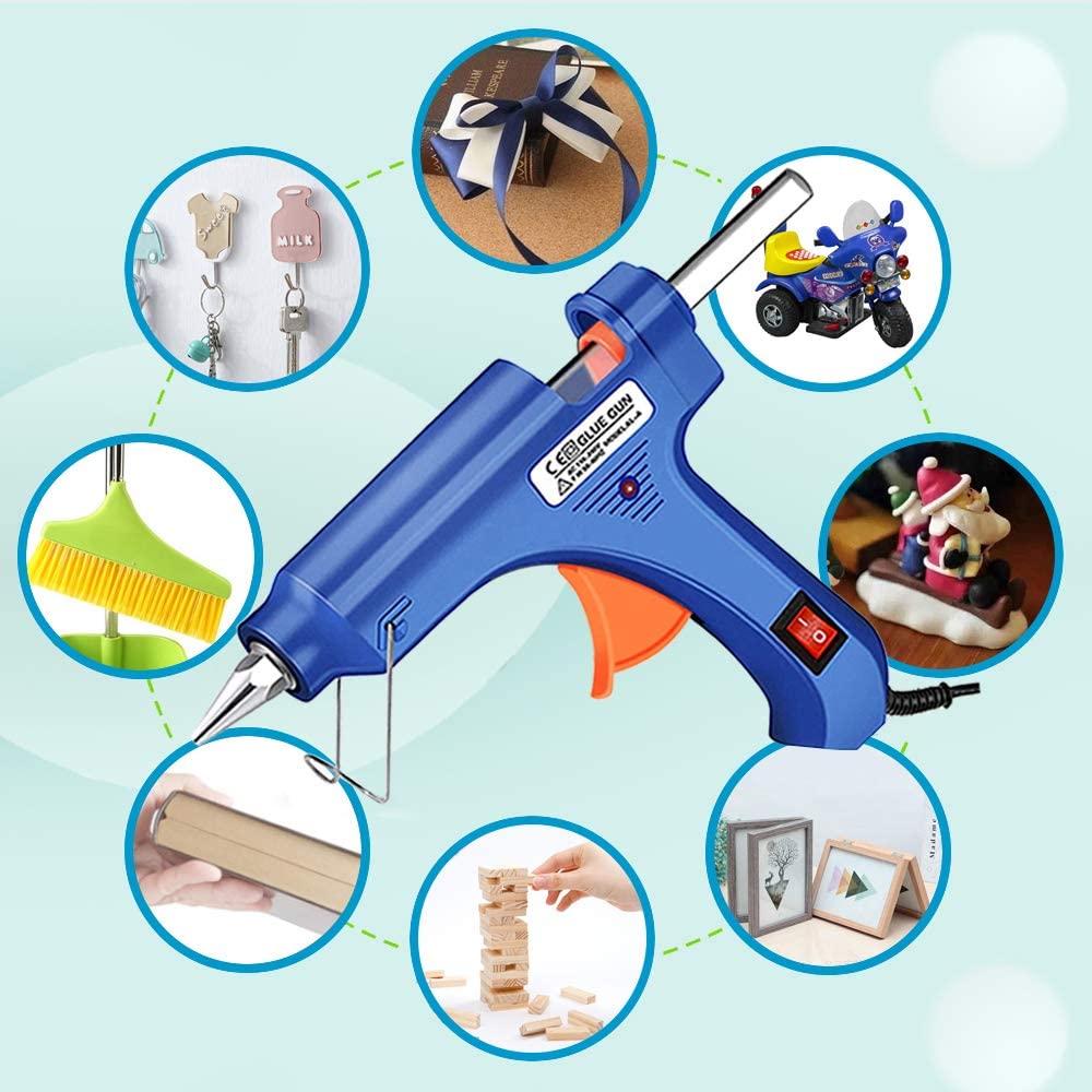 TOPIND 20W Mini Hot Glue Gun Kit with 30 Glue Sticks - Fast Heating Blue Glue Gun for DIY Crafts, Home Repairs & Holiday Decorations | Perfect for Scrapbooking, Woodworking, and School Projects