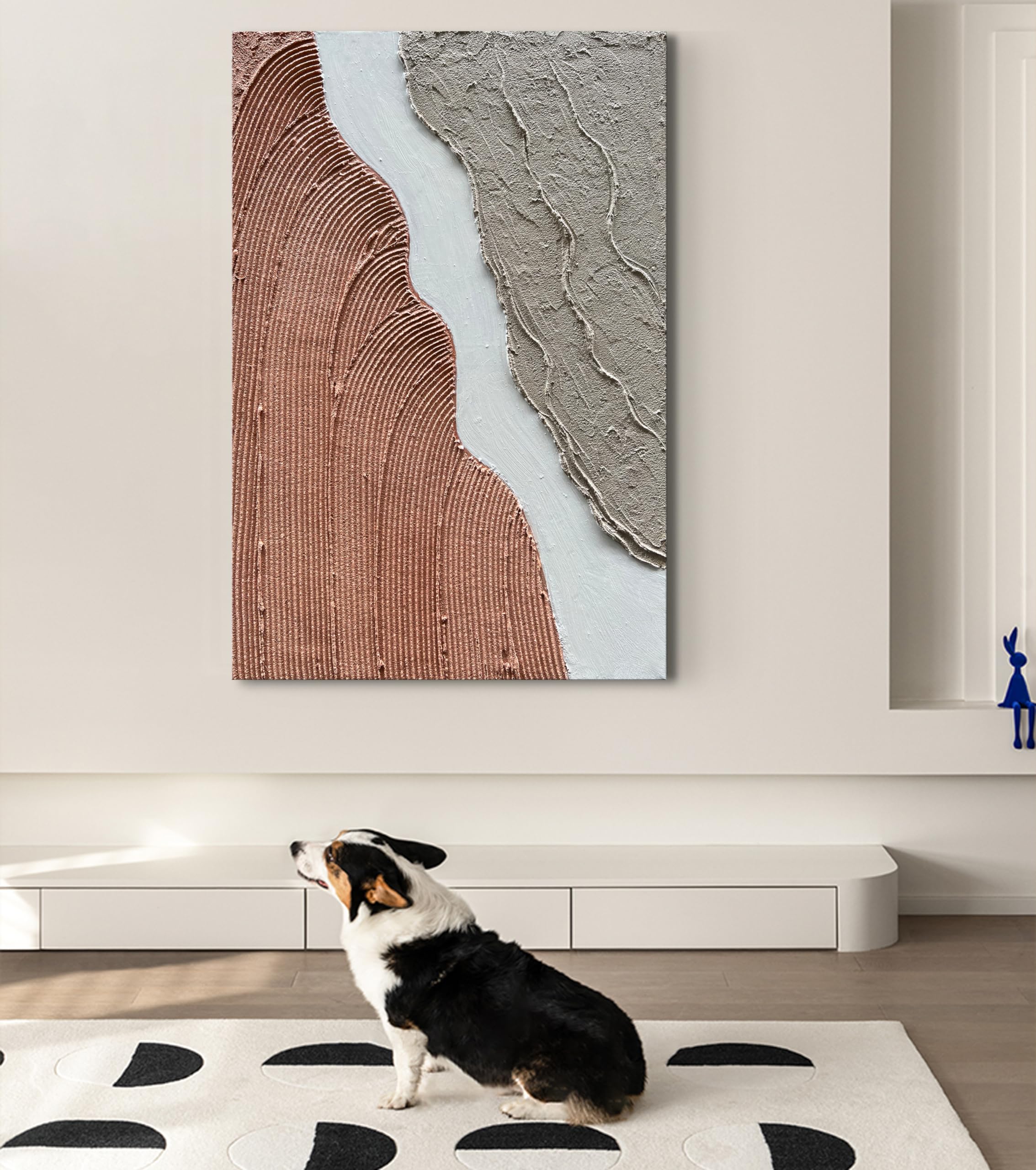 Hand Painted Abstract Thick Texture Oil Painting - Minimalist Wall Art on Canvas 36x24 Inch - Perfect for Living Room, Bedroom & Office Decor