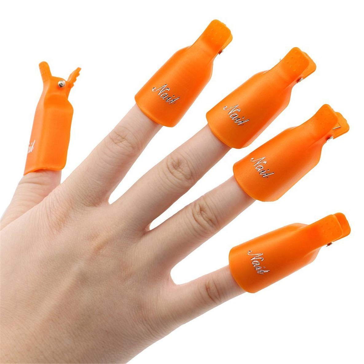IME Nail Polish Remover Clips Set - 10pcs Orange Gel Soak Off Caps for UV Manicure, Acrylic Nails & Nail Art | Perfect for Salon & Home Nail Care