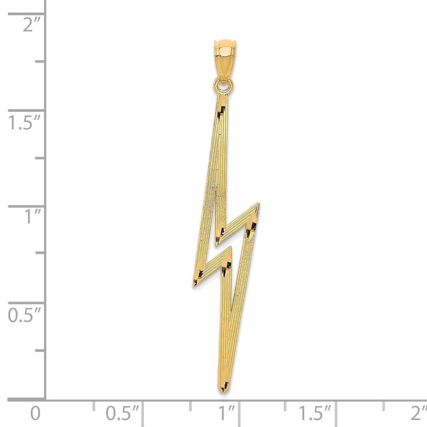 14K Yellow Gold Diamond-Cut Lightning Bolt Pendant Necklace for Men & Women - Bonyak Jewelry - Perfect for Gifts, Parties & Everyday Wear