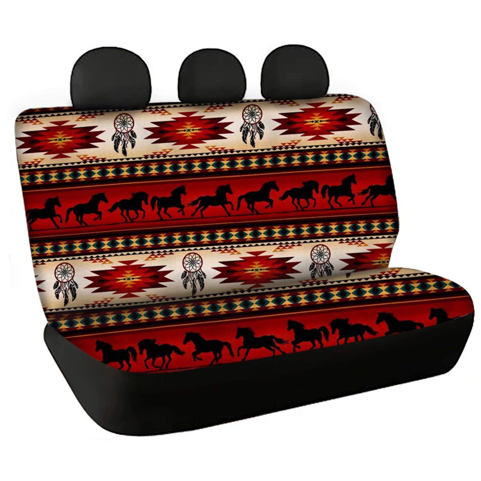 Premium Southwestern Aztec Style Bench Car Seat Cover - Non-Slip Back Seat Protector for SUVs & Sedans | Durable & Stylish Protection for Pets, Kids & Daily Commute