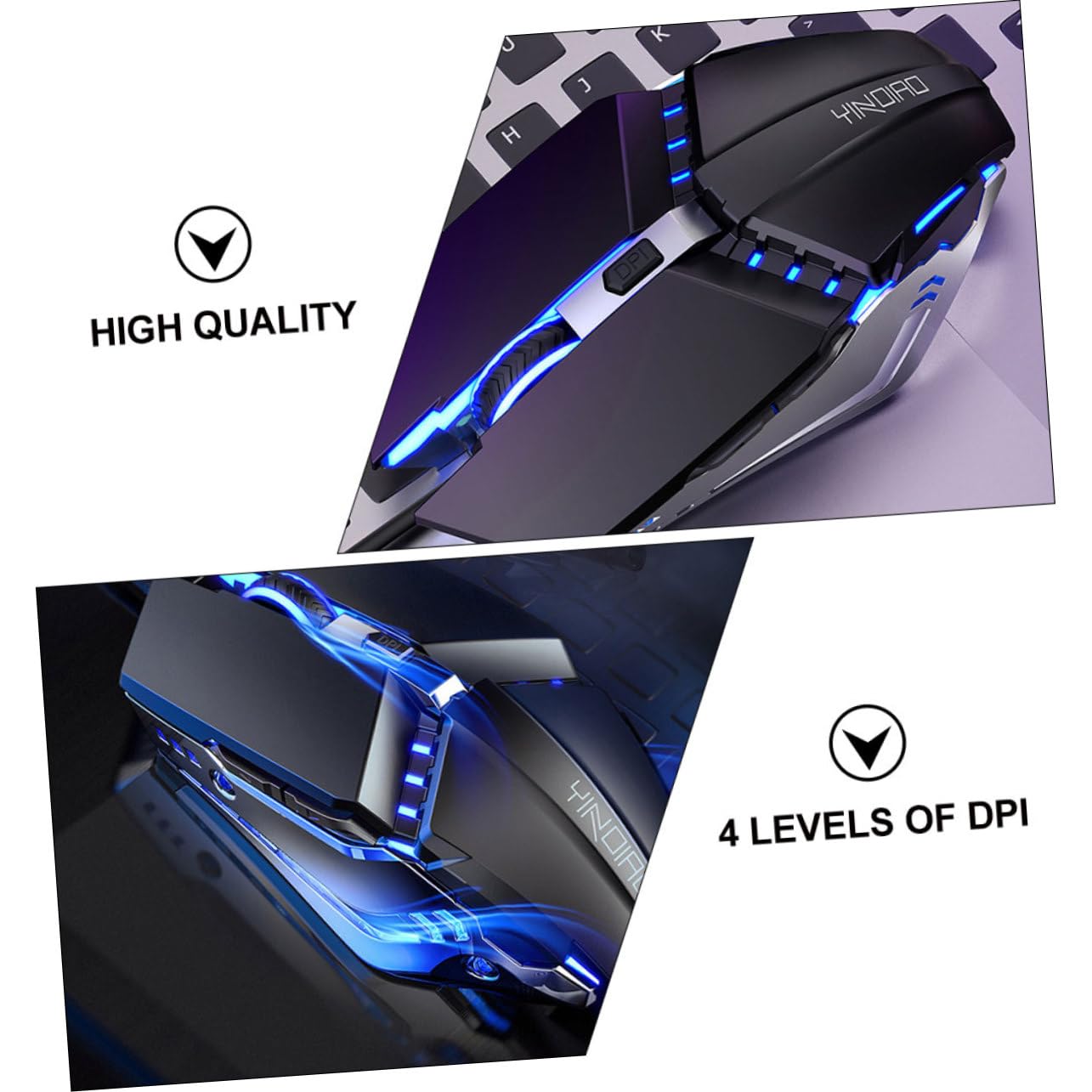 HEMOTON Silent Wired Mouse - Ultra Quiet USB Optical Mouse for Computer, Laptop, PC - Ergonomic Design for Office Work, Gaming & Travel Use