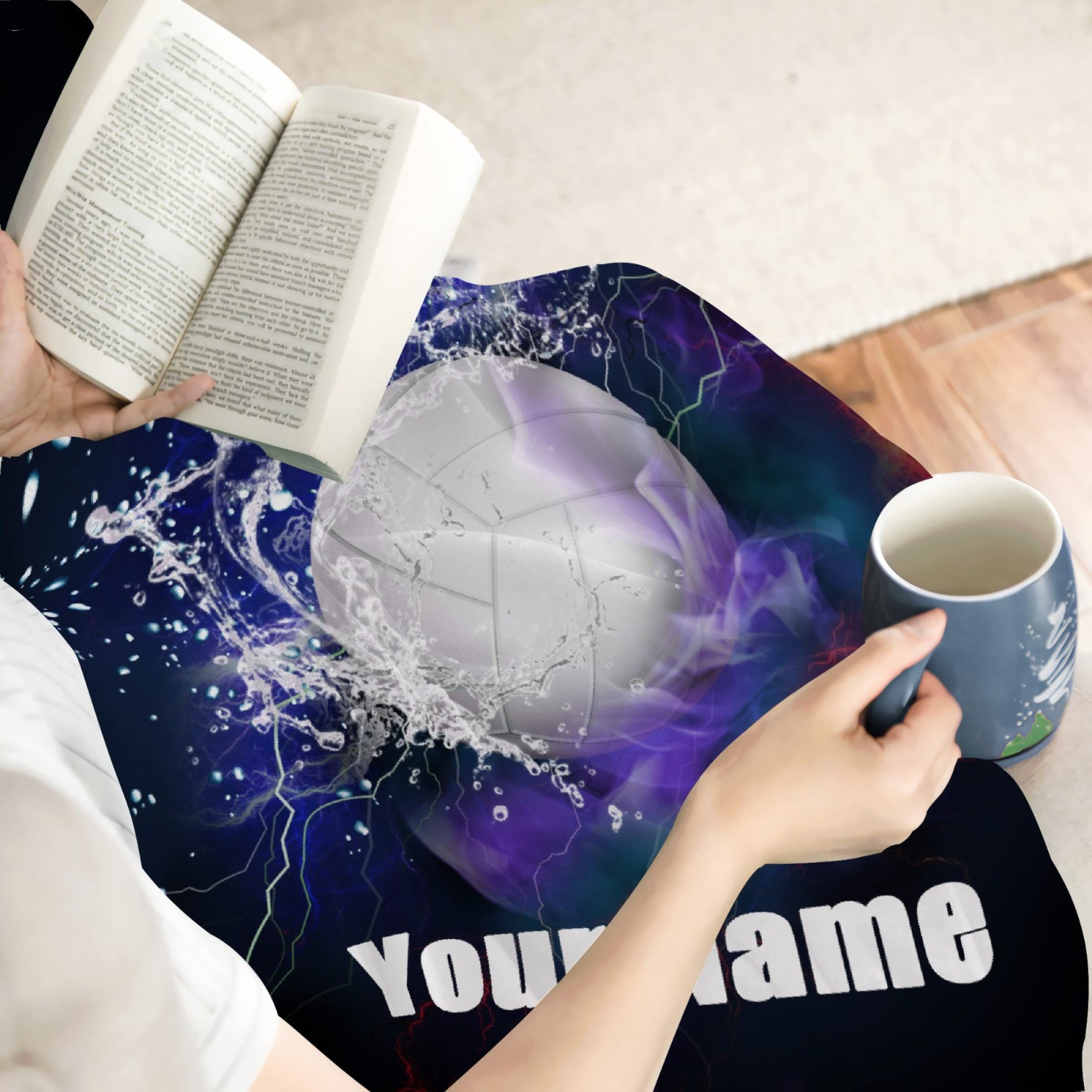 AMITAYUS Personalized Volleyball Throw Blanket - Custom Name Fleece Blanket for Men, Boys & Friends - Soft Flannel Gift for Birthday, Christmas & Sports Fans - Perfect for Game Nights, Dorm Rooms & Cozy Home Decor