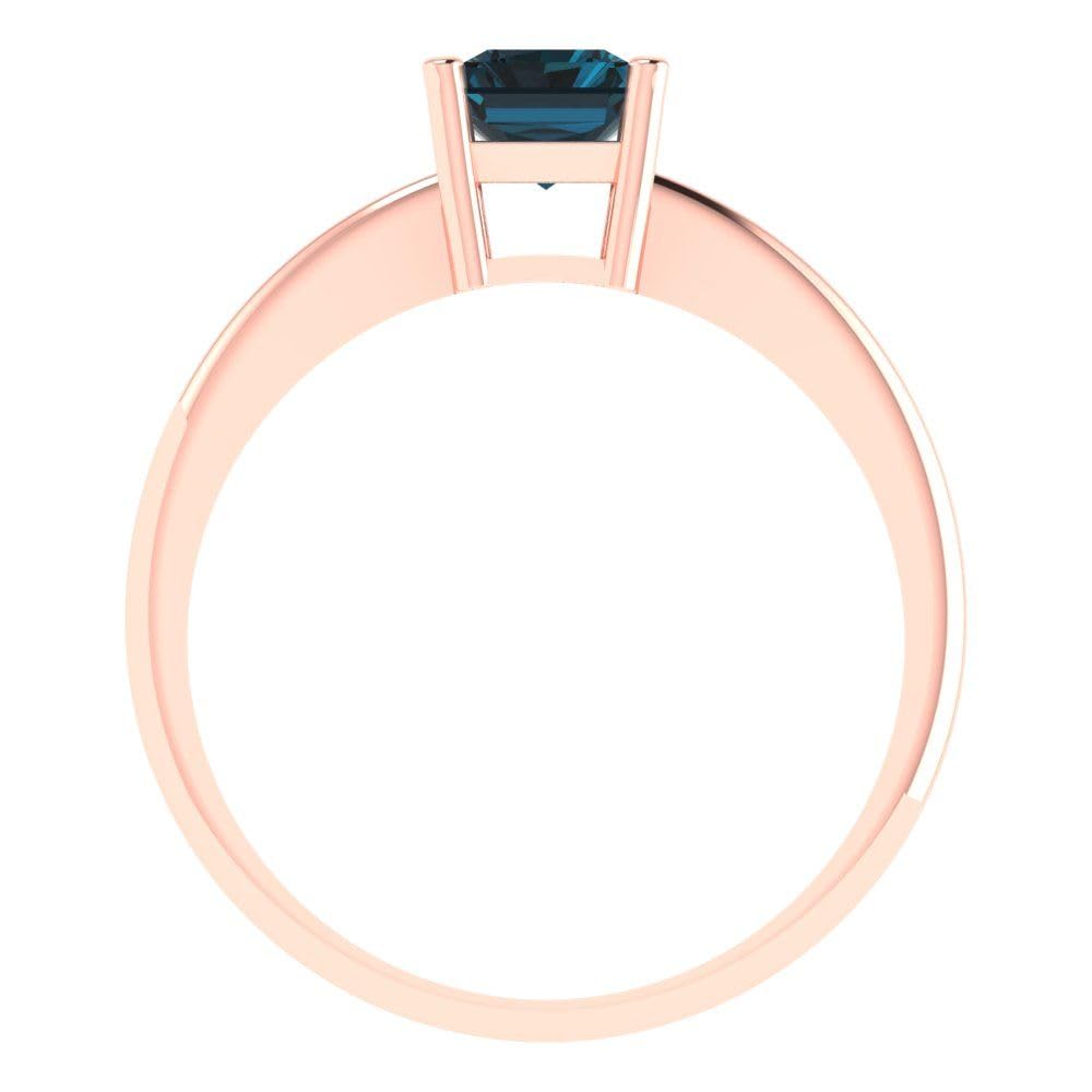 1.0 ct Natural London Blue Gemstone Radiant Cut Solitaire Engagement Ring - 14k Rose Gold Bridal Designer Anniversary Jewelry for Women - Perfect for Proposals, Weddings & Special Occasions