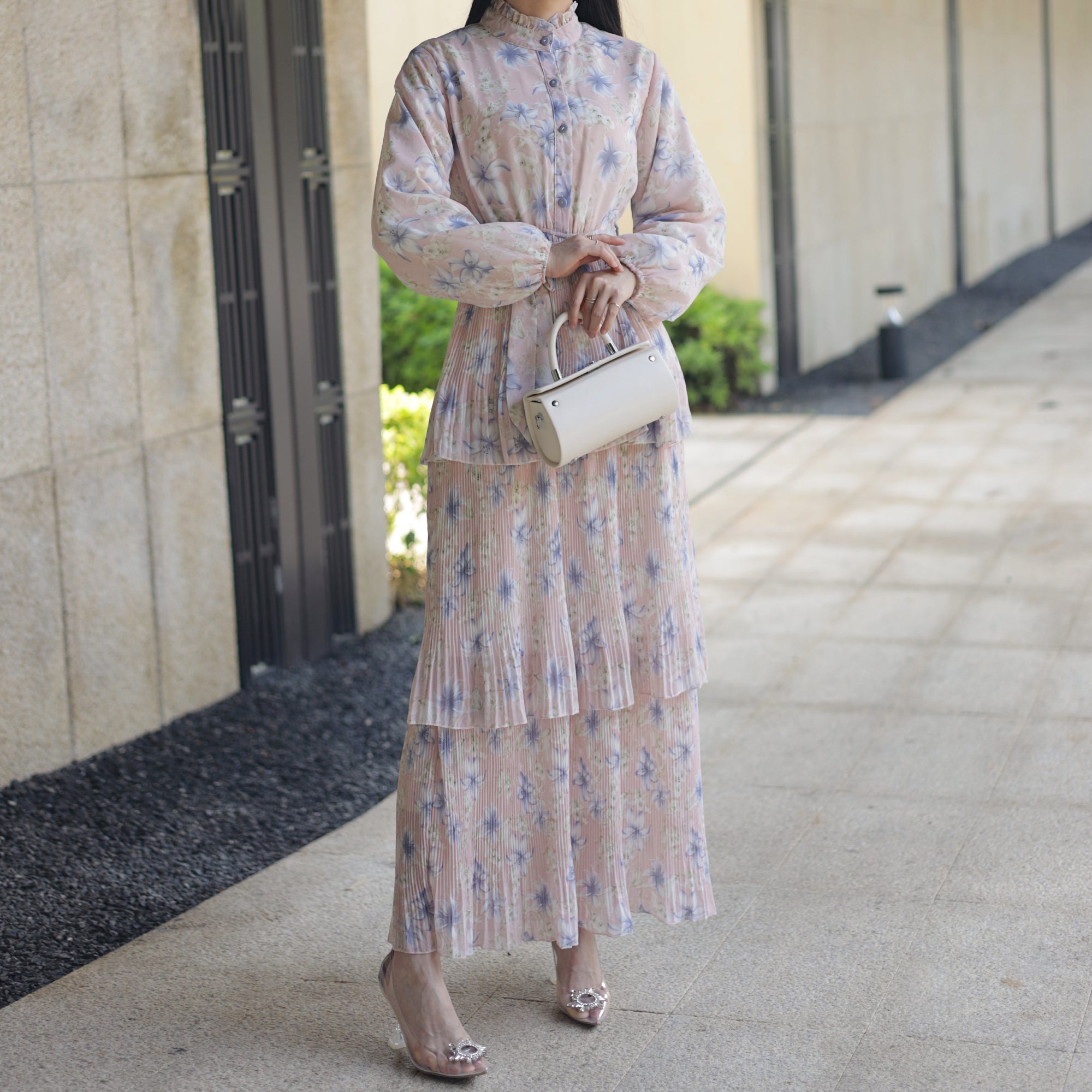 Fleur Maxi Dress in Apricot Bleue - Flowy Summer Beach Dress for Women, Boho Chic Wedding Guest Dress, Vacation & Party Wear