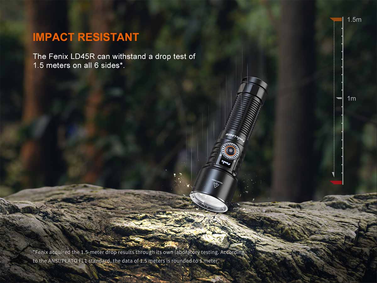Fenix LD45R Rechargeable Flashlight - 3000 Lumens, Adjustable Beam, IP68 Waterproof - Perfect for Camping, Hiking, and Emergency Use