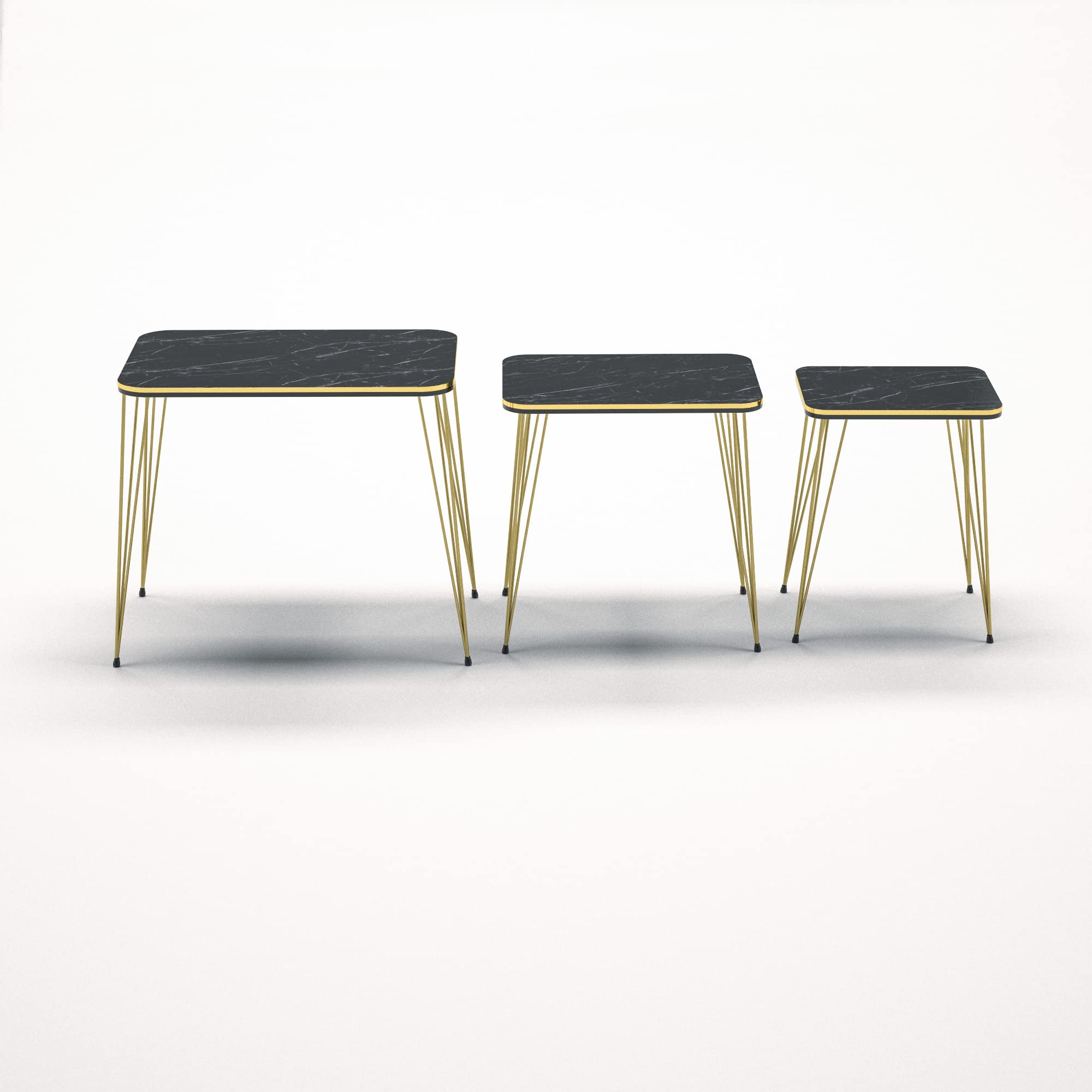3-Piece Rectangular Nesting Coffee Table Set - Modern Woodgrain Side Tables for Living Room, Bedroom - End Tables, Nightstands, Small Accent Tables - Perfect for Compact Spaces & Home Decor