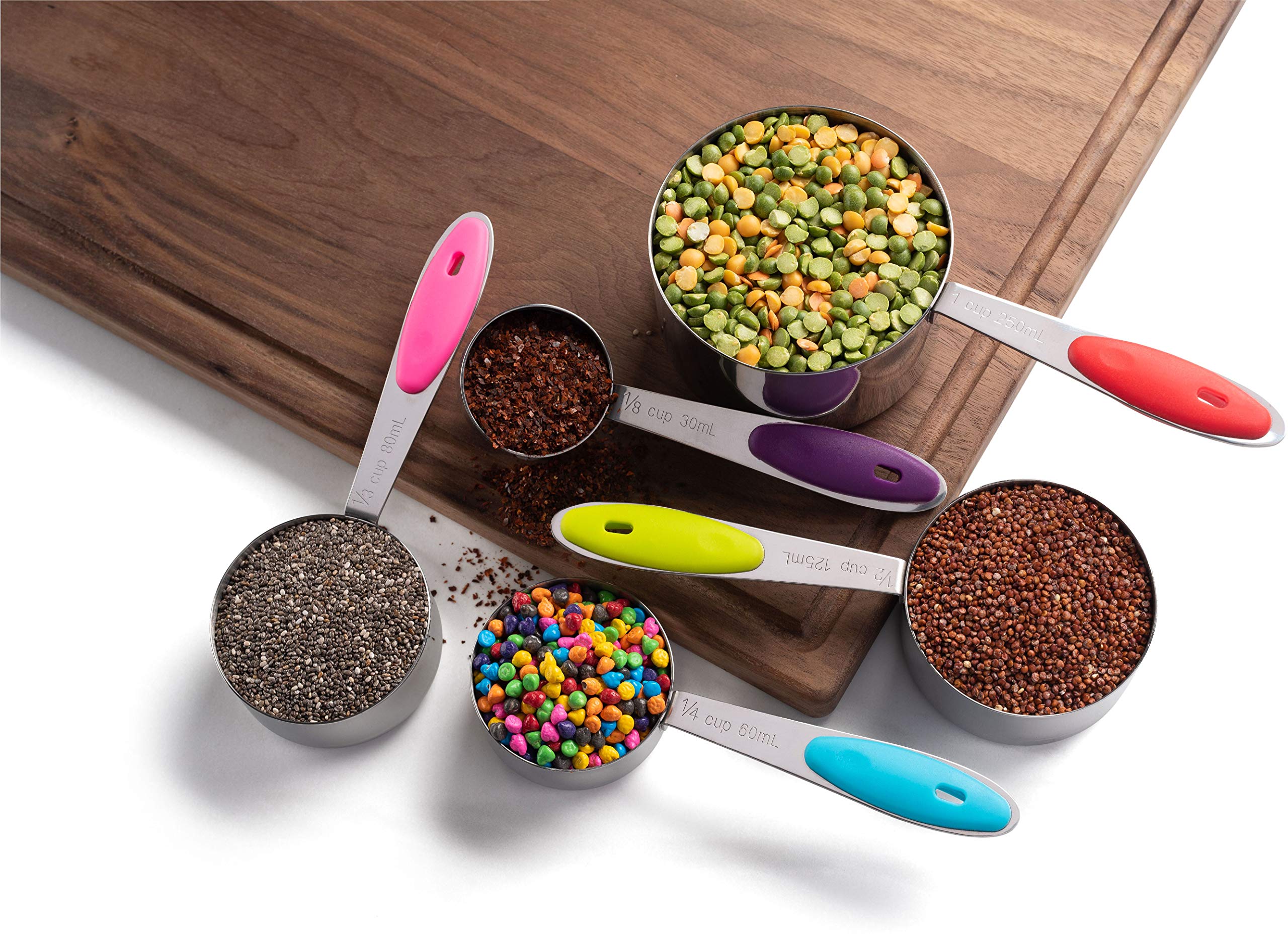 Bellemain Stainless Steel Measuring Cups Set - 5-Piece with Colorful Handles for Baking, Cooking & Kitchen Measuring | Durable & Accurate Liquid & Dry Measuring Cups