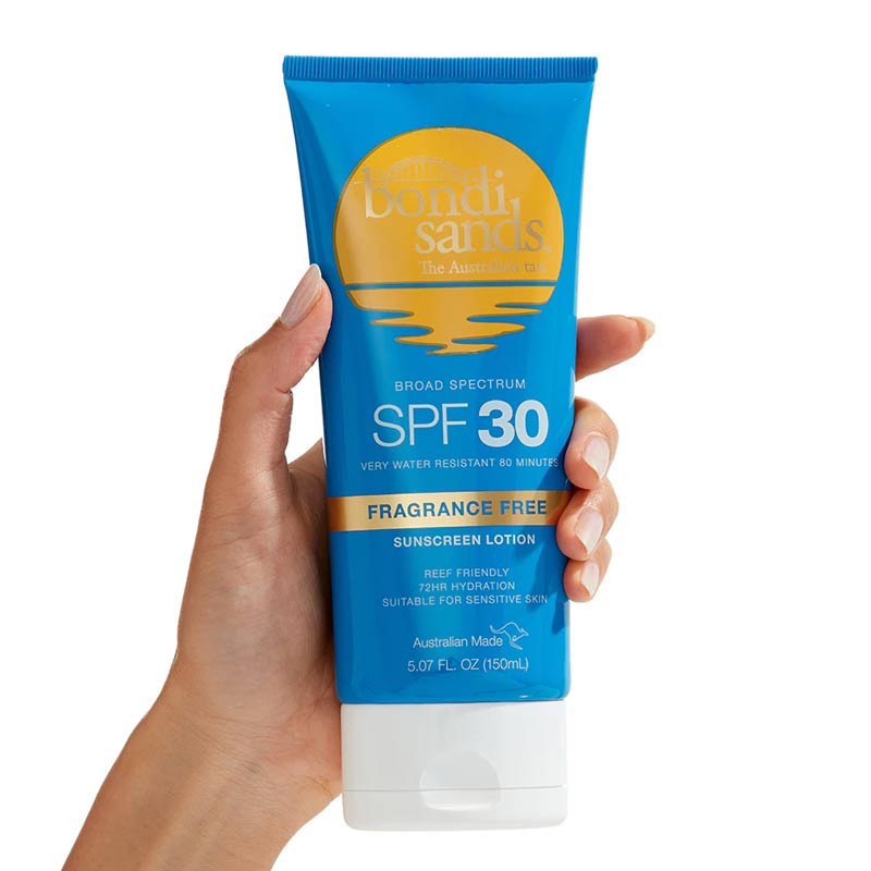 Bondi Sands Fragrance Free SPF 30 Sunscreen Lotion - Broad Spectrum UVA/UVB Protection, Water Resistant, Hypoallergenic for Sensitive Skin | Perfect for Beach, Pool & Outdoor Activities