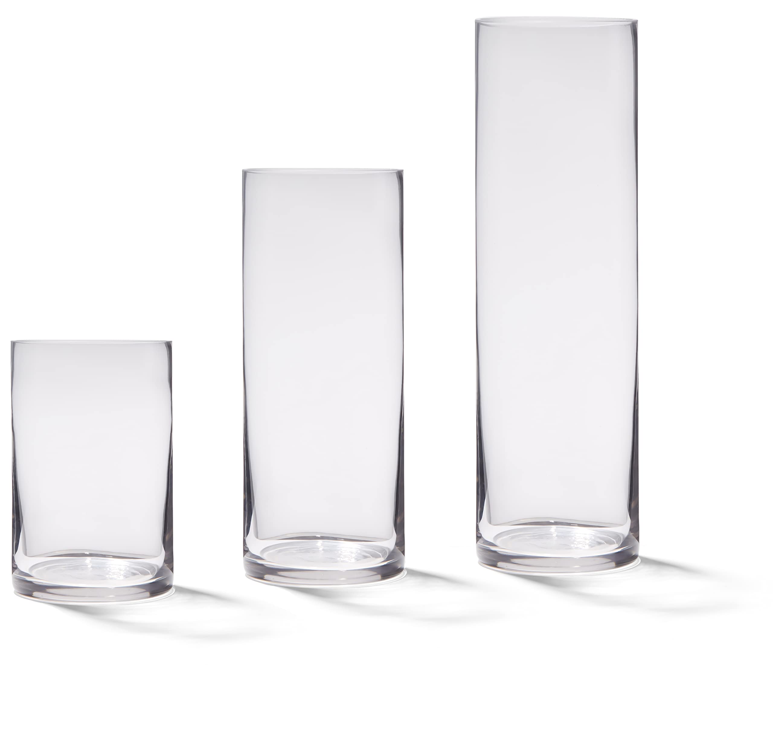 4E's Set of 3 Clear Glass Cylinder Vases - 6