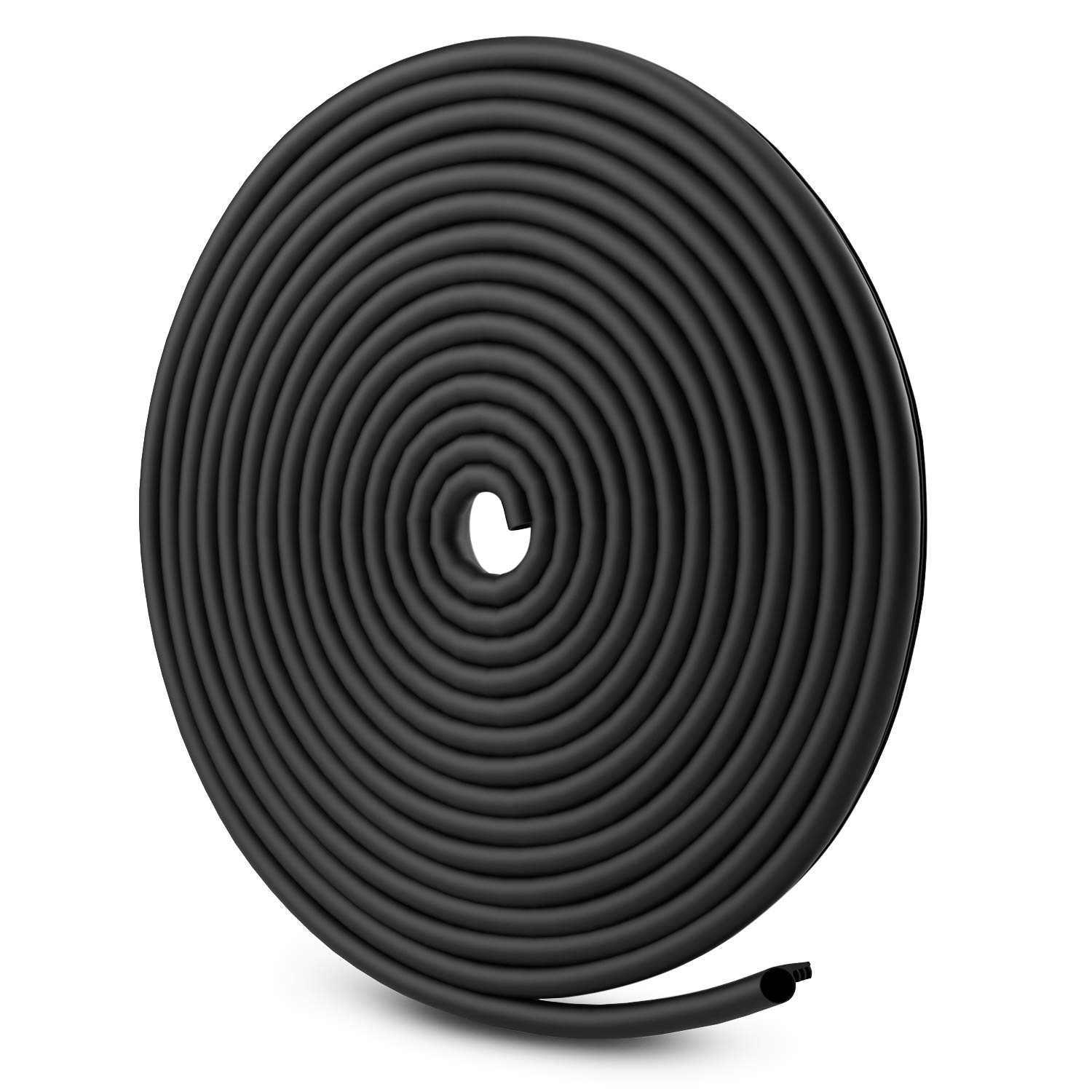 TMH Premium Pure Silicone Kerf Weather Stripping Door Seal - 20ft Black Bulb/Ring Shape for Window & Door Frame Sealing | Energy Efficient Home Insulation & Noise Reduction