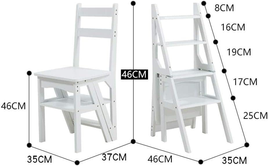 Convertible Wooden Folding Ladder Chair - Multi-Purpose Step Stool for Kitchen, Library & School Use | Durable Furniture for Home & Office Organization