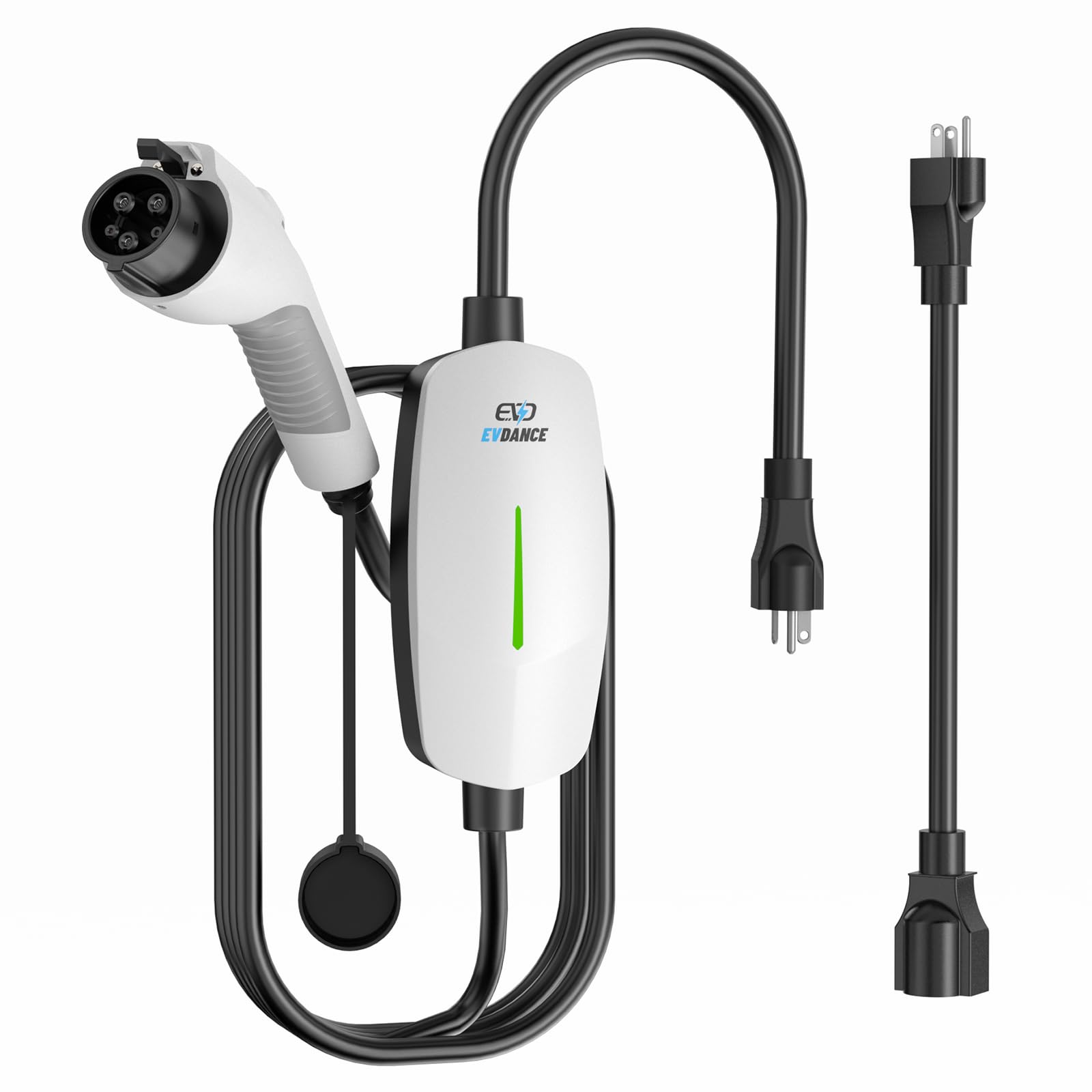 Level 1 & Level 2 EV Charger - 16A 110V-240V Portable Electric Vehicle Charging Station with 25ft Cable, NEMA 6-20 Plug & 5-15 Adapter for J1772 EVs - Perfect for Home, Office & Travel Charging
